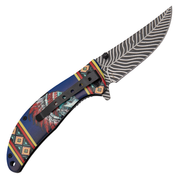 Frost Blue Skull Tribal Assisted Folder FRFC54BL View 2