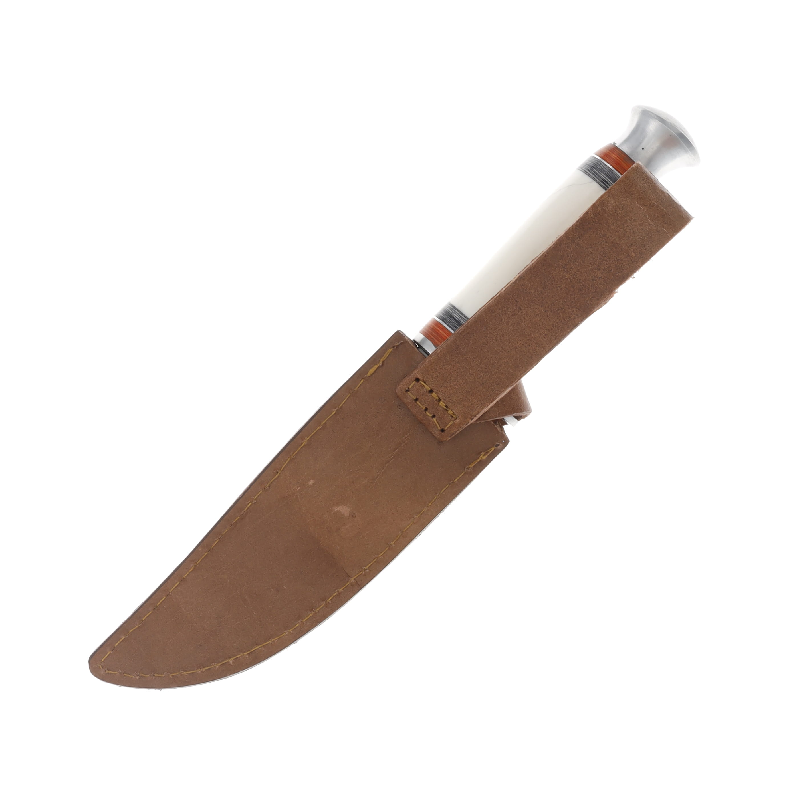 Szco Supplies Silver Pommel Bone Hunter Fixed Blade Knife 5.5in Clip Point 203358BO View 4