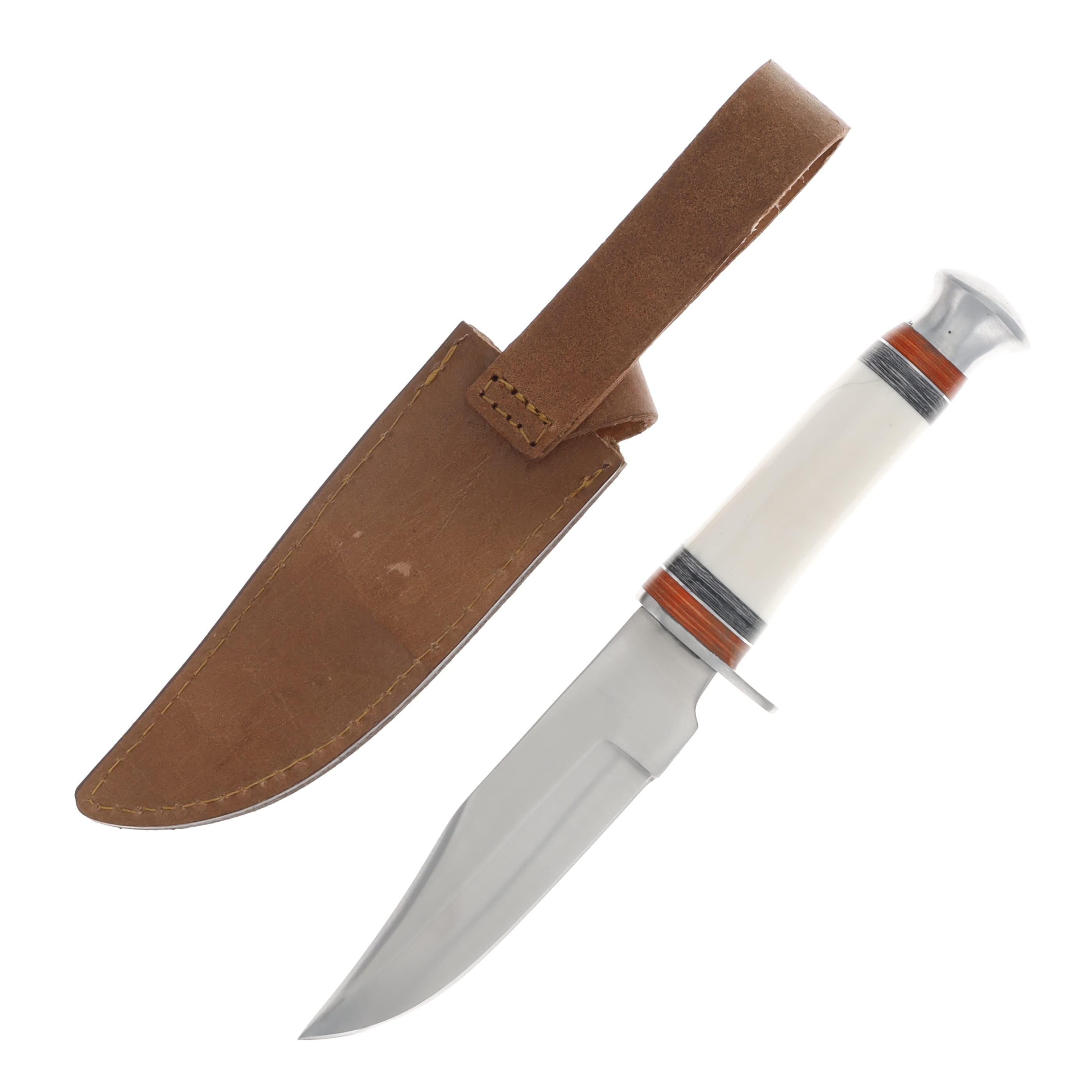 Szco Supplies Silver Pommel Bone Hunter Fixed Blade Knife 5.5in Clip Point 203358BO View 1