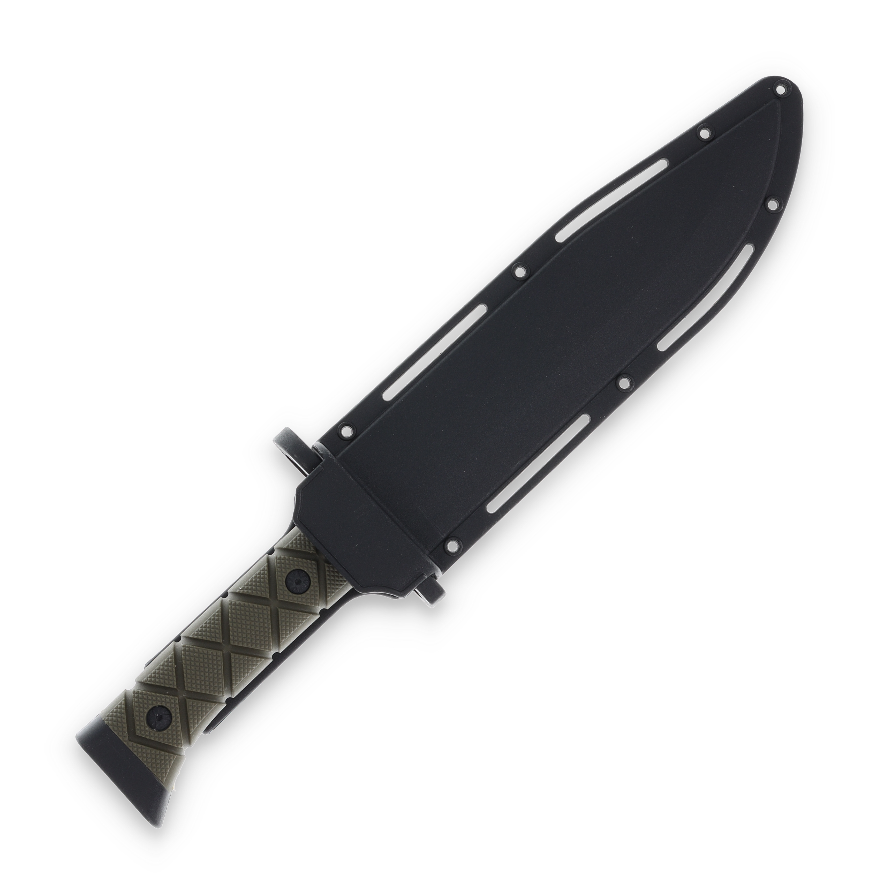 Frost Tac Xtreme Sawback Bowie OD Green Rubber Handle Black 3Cr13 Blade W/Sheath FRTX44B View 1