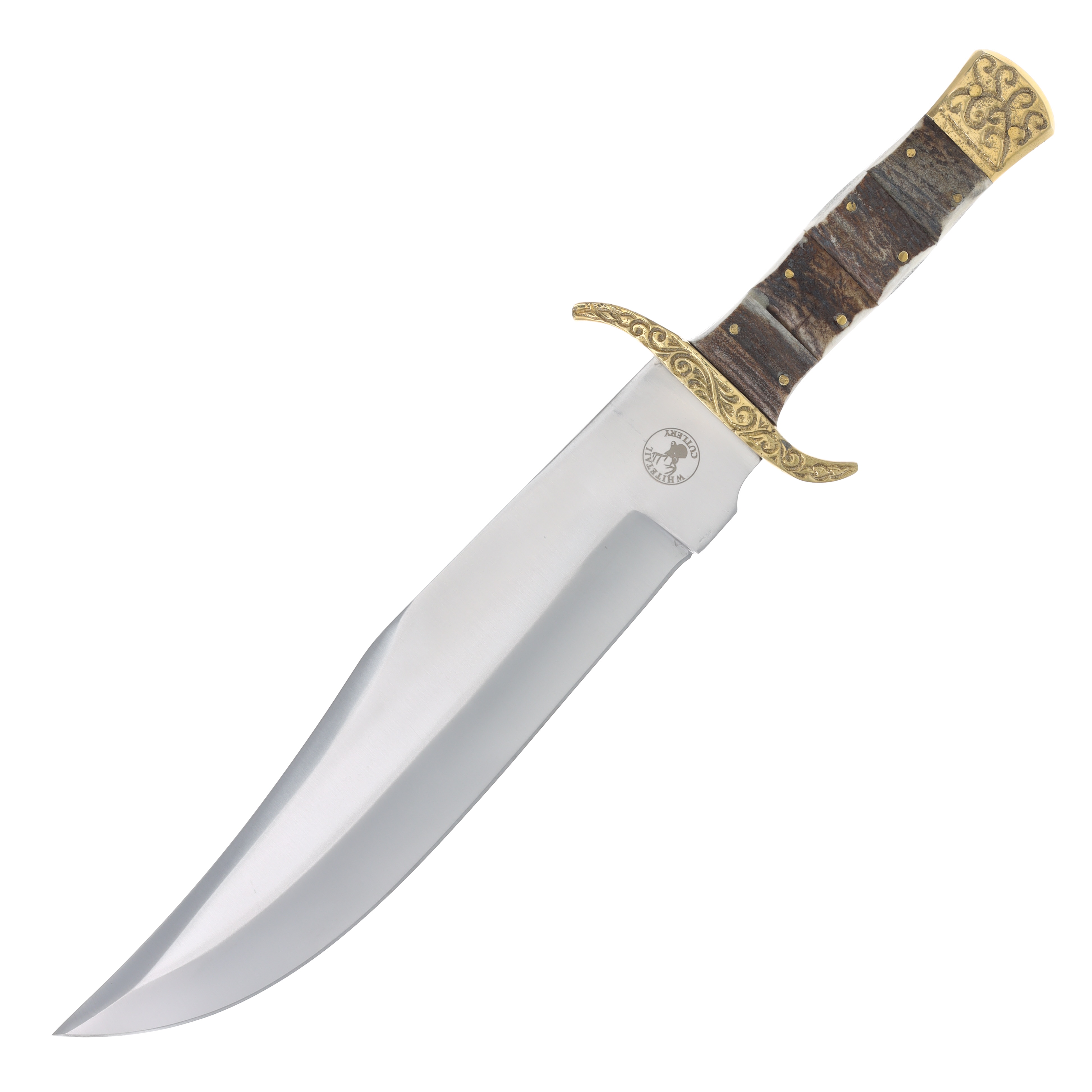 Frost Whitetail Cutlery Stacked Stag and Brass Bowie FRWT194 View 1