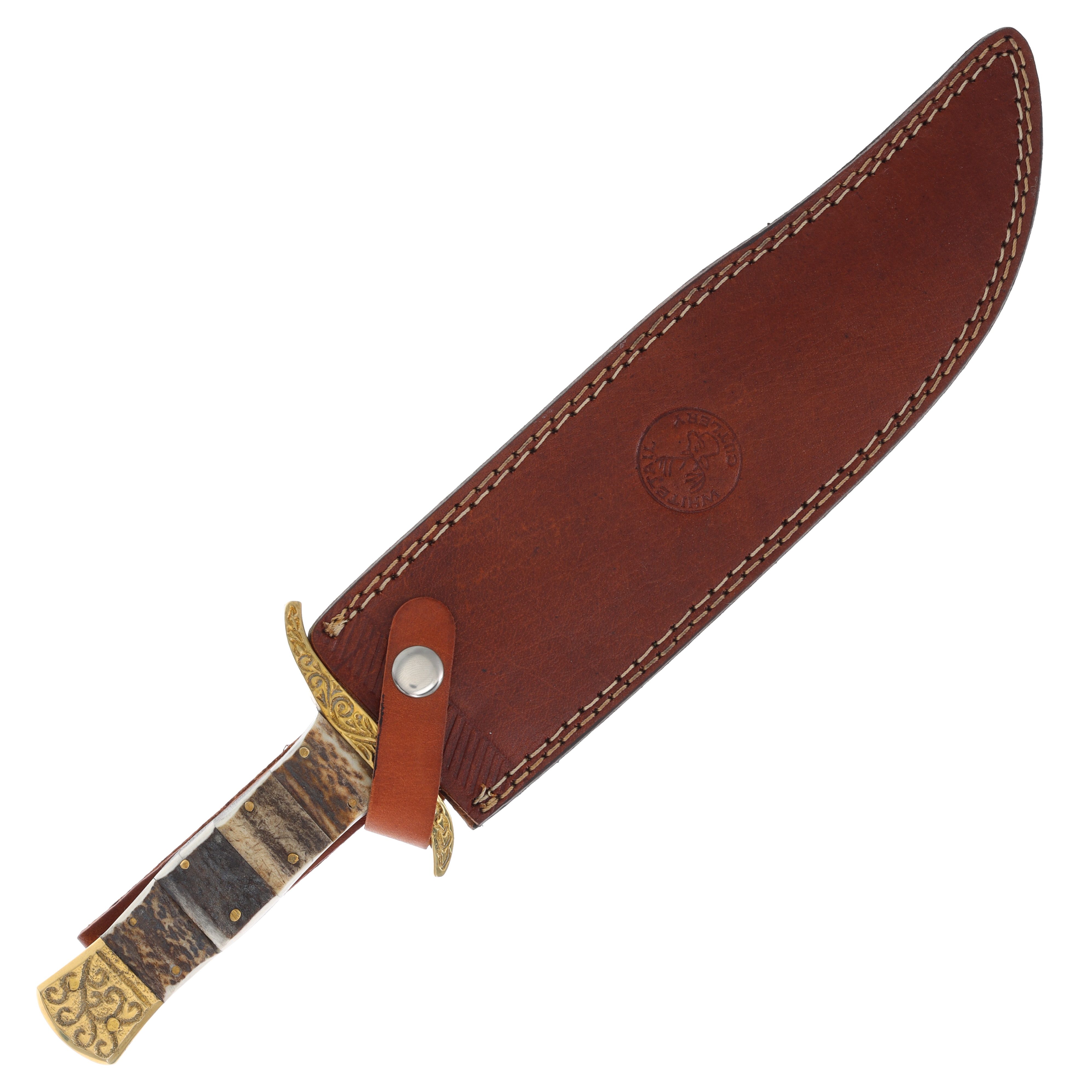 Frost Whitetail Cutlery Stacked Stag and Brass Bowie FRWT194 View 5