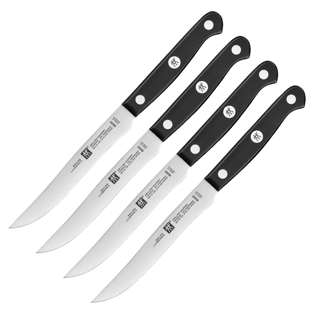 Zwilling J.A. Henckels Gourmet 4 Piece Steak Knife Set Black Polyoxymethylene Handle Friodur Steel Blades 1010267 View 1