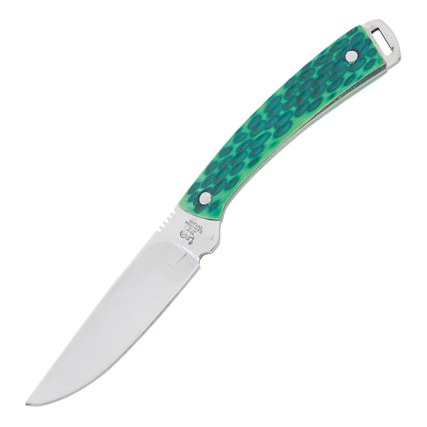 Hen & Rooster Small Hunter Fixed Knife Green Jigged Bone Handle Drop Point Blade HR5019AGB View 1
