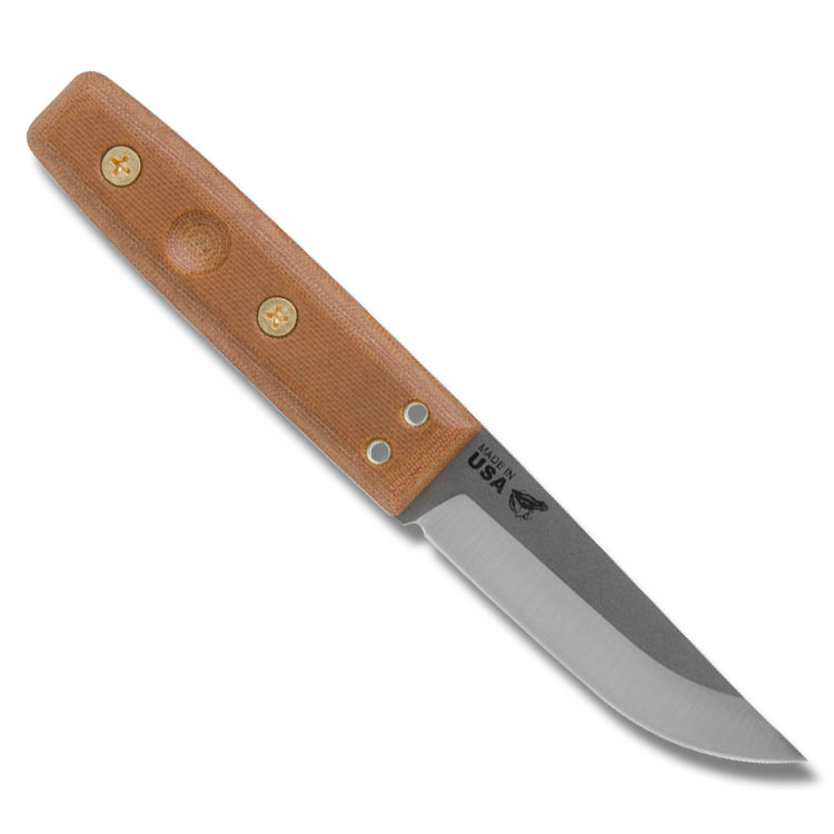 TOPS Tanimboca Puukko Fixed Blade Knife Tan 3.63in Plain Tumbled Puuko TPTPUK01 View 2