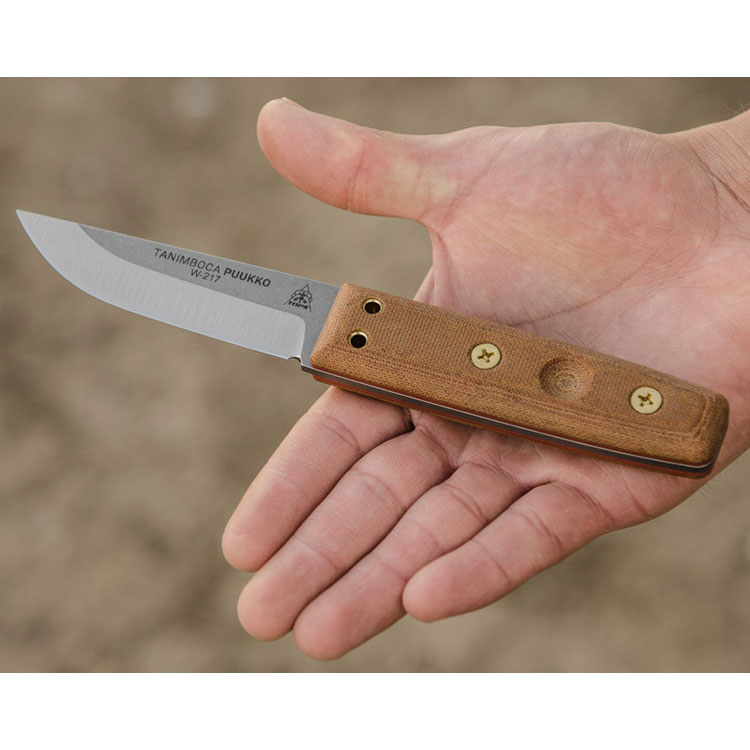 TOPS Tanimboca Puukko Fixed Blade Knife Tan 3.63in Plain Tumbled Puuko TPTPUK01 View 4