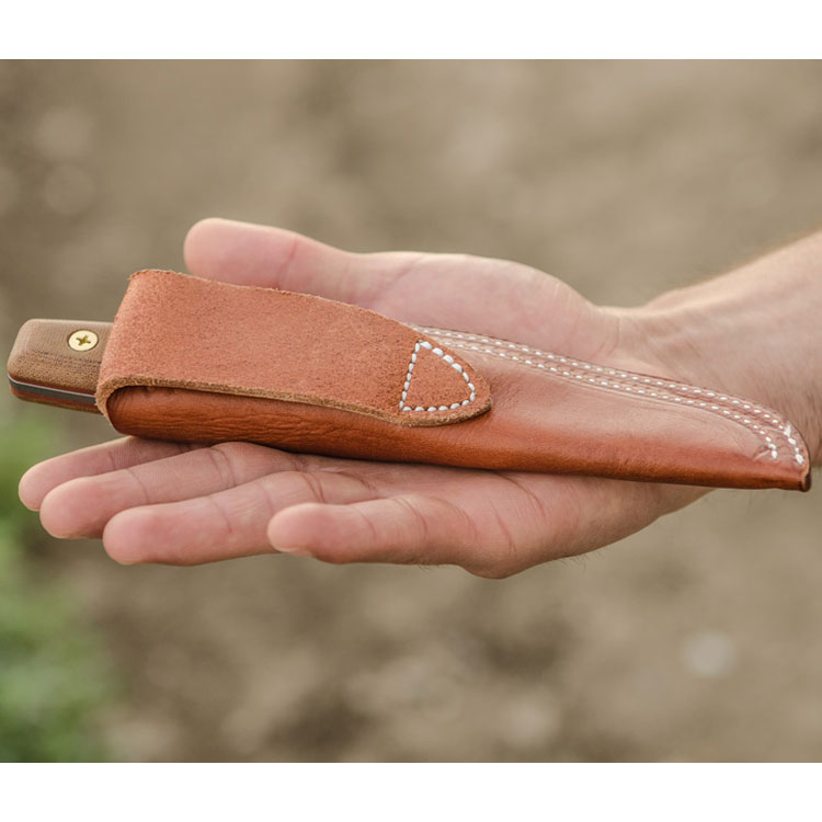 TOPS Tanimboca Puukko Fixed Blade Knife Tan 3.63in Plain Tumbled Puuko TPTPUK01 View 6