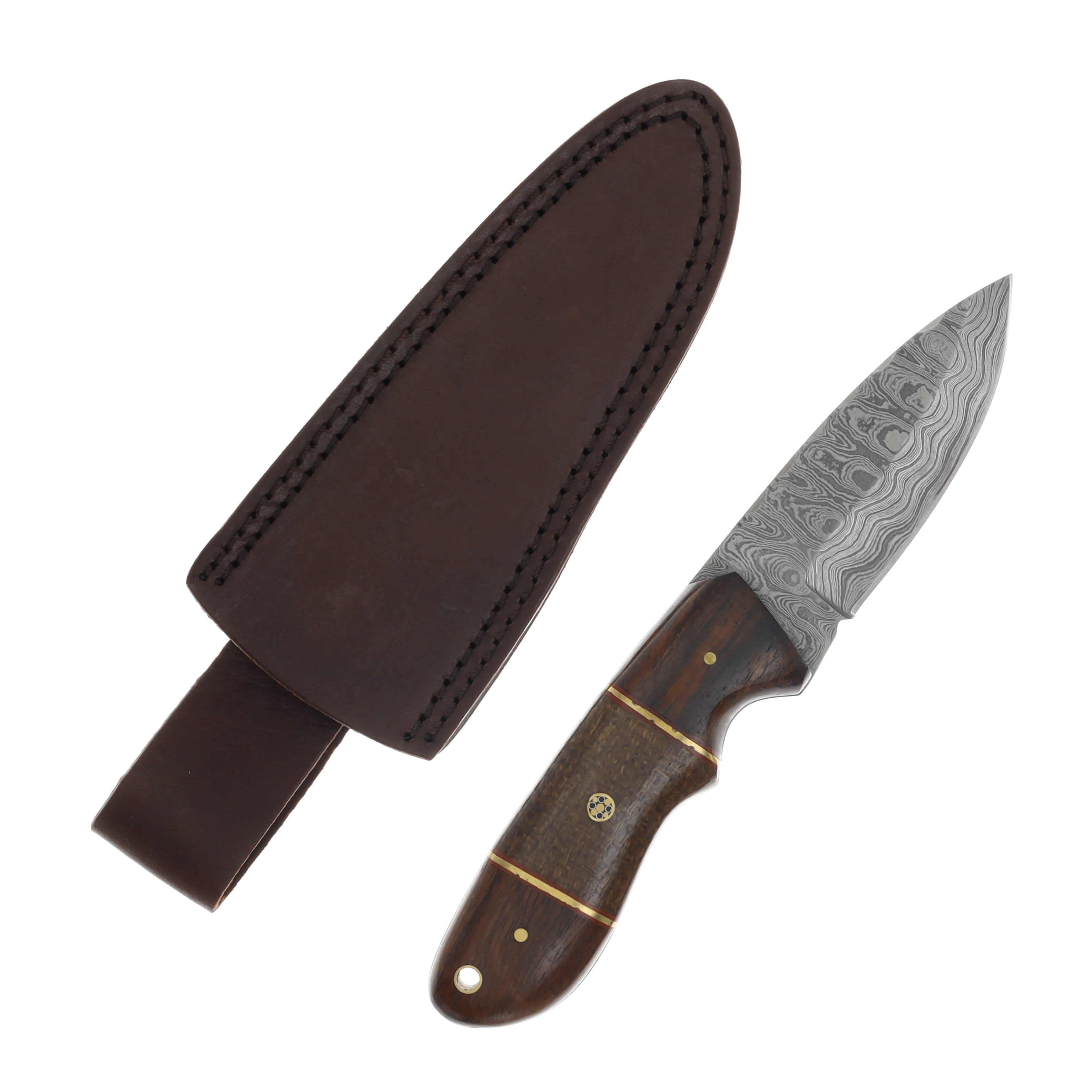 Szco Skinner Fixed Blade Knife 3.25 Inch Plain Damascus Drop Point DM1142 View 2