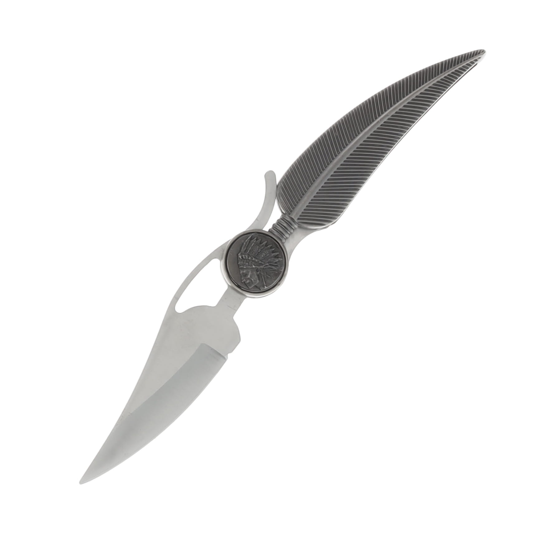 Native American Feather Linerlock Folding Knife 210327B View 1