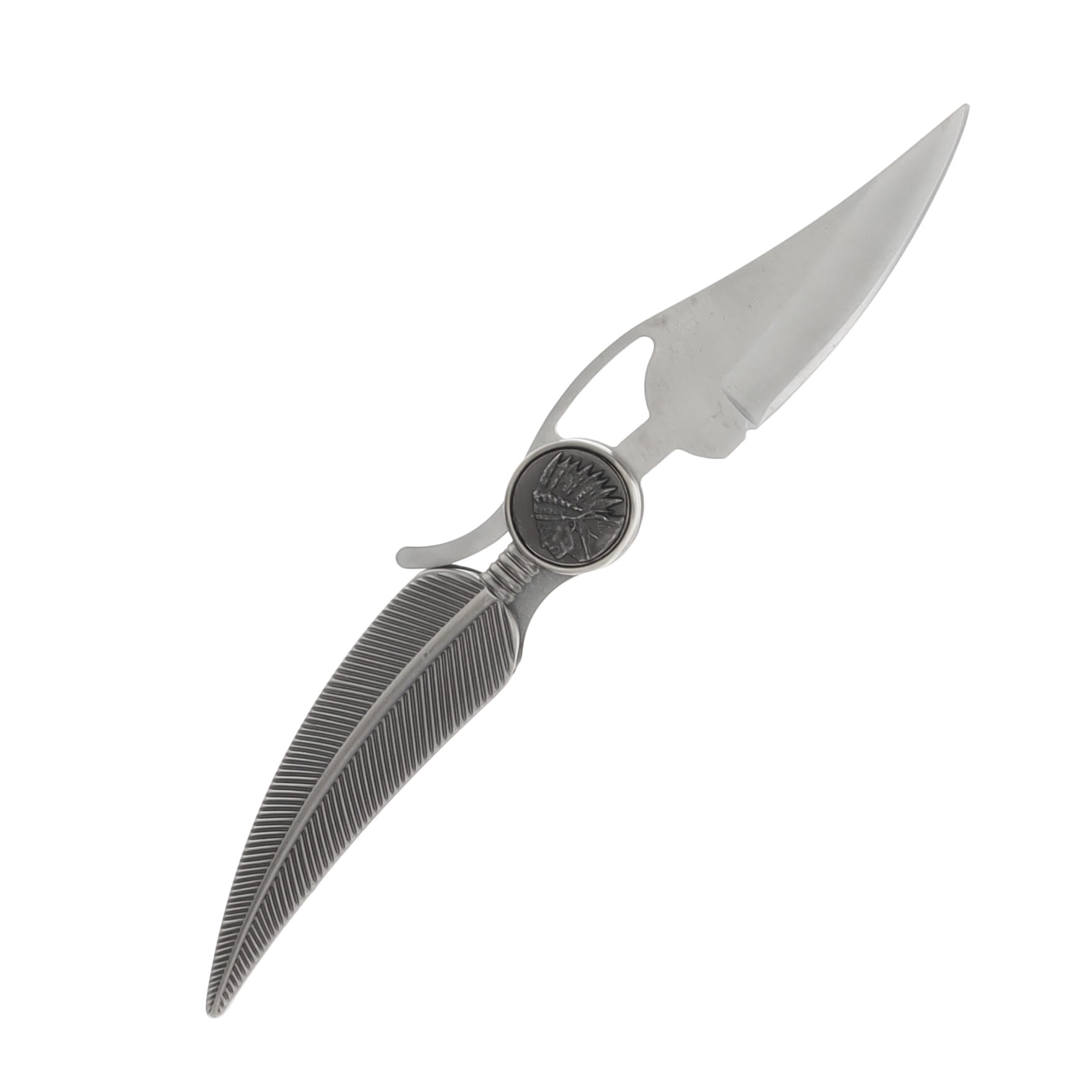 Native American Feather Linerlock Folding Knife 210327B View 2