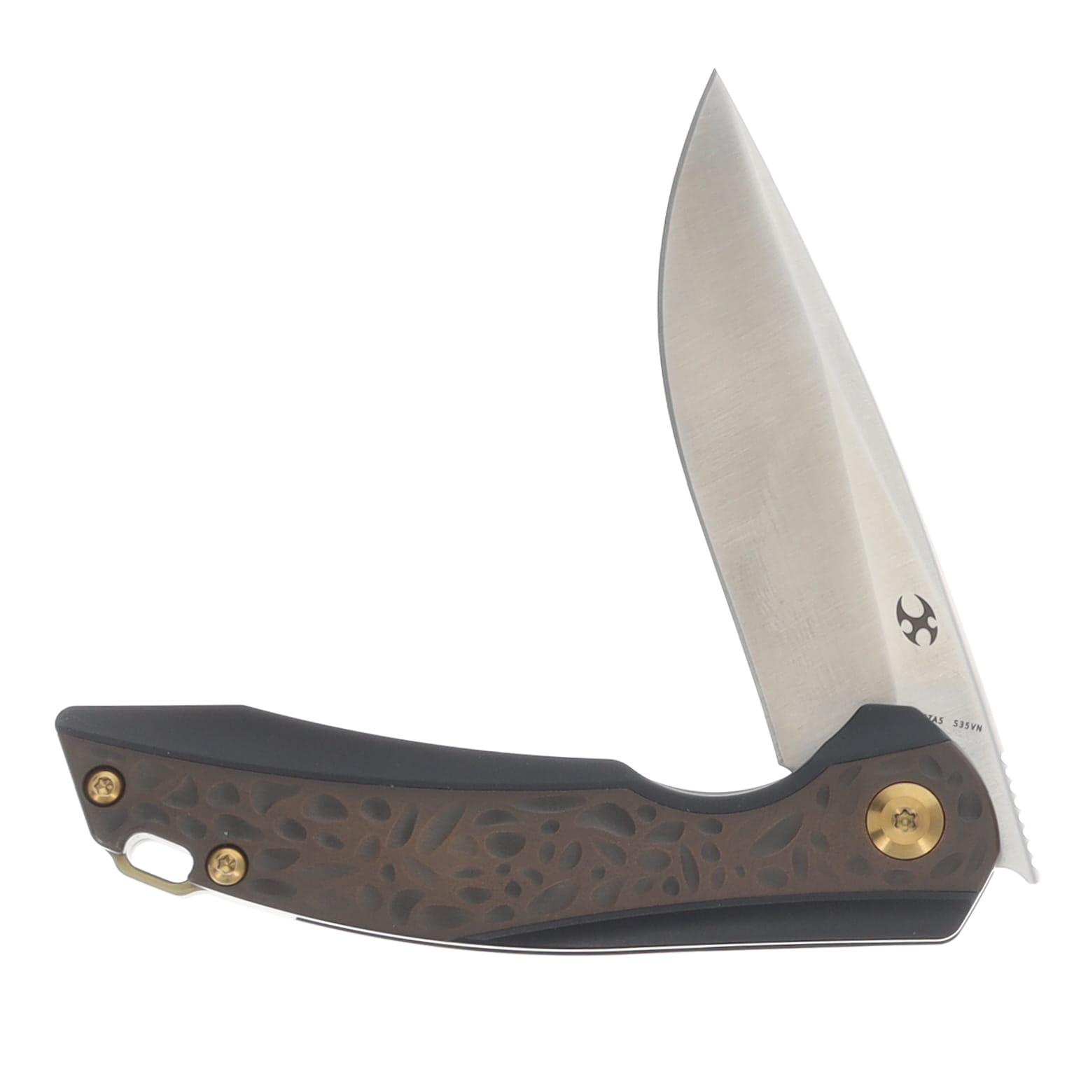 Kansept Mini Accipiter Folding Knife Black Titanium Copper Handle CPM-S35VN Steel Blade K2007A5 View 3