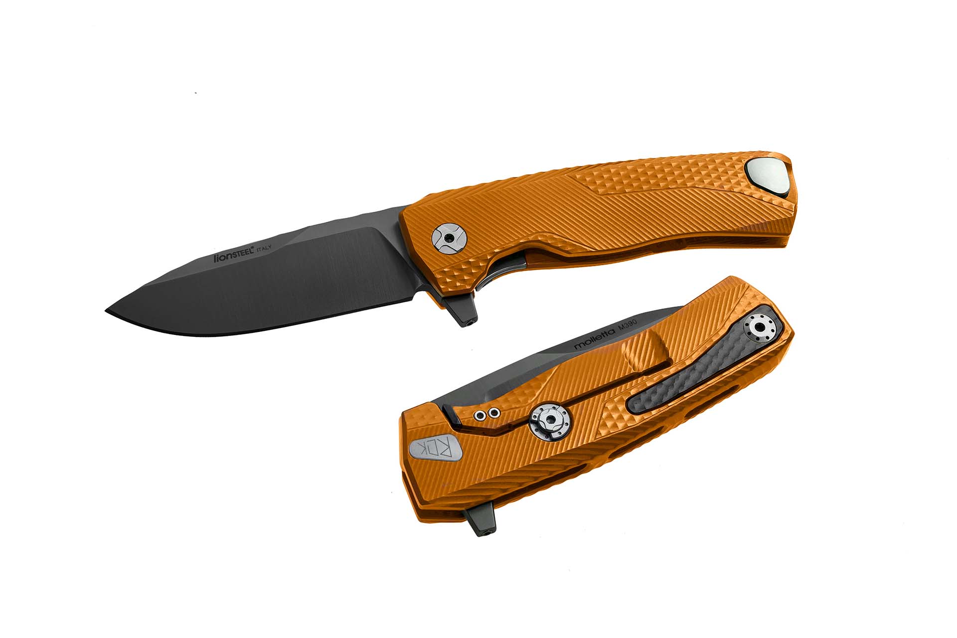 LionSteel ROK Orange 3.27 Inch Plain Black Mil-Spec Drop Point LSROKAOB View 1