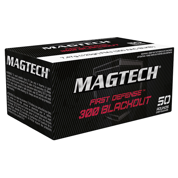 MagTech First Defense 300 Blackout Rifle Ammunition 50 Rounds Brass Centerfire 123 Grain FMJ MG300BLKB View 1