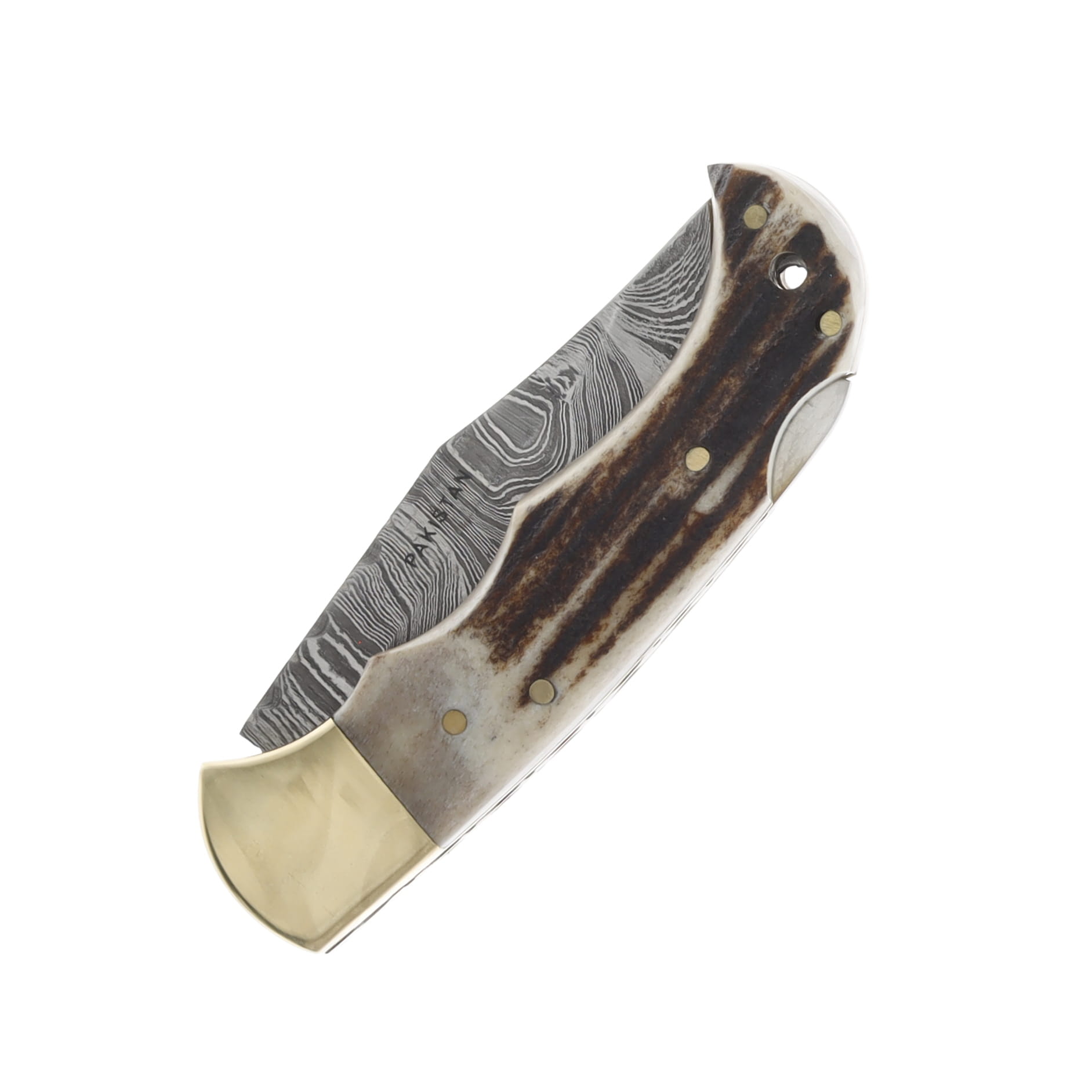 Szco Fileworked Damascus Folding Knife Stag DM1161 View 4