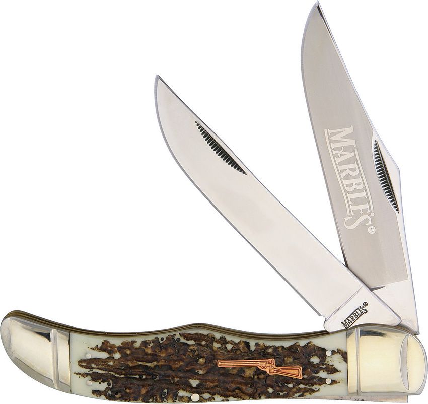 Marble's Folding Hunter Imitation Stag Handles 440A Stainless Steel Blades MR417 View 1