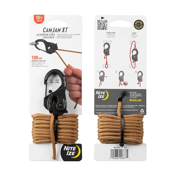 Nite Ize CamJam XT Aluminum Cord Tightener & Coyote Paracord NI04877 View 1