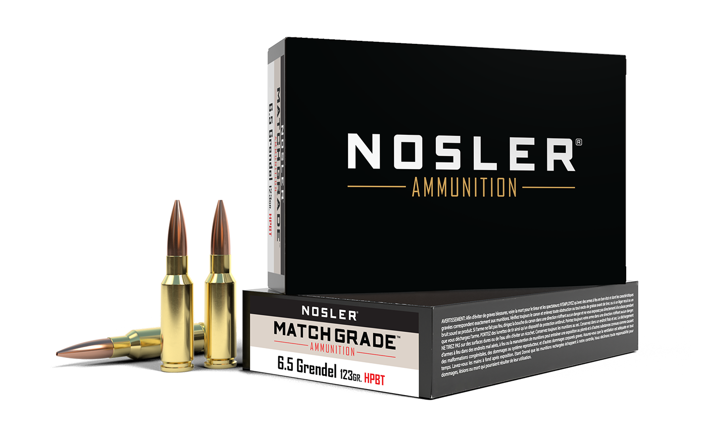 Nosler Match Grade 6.5 Grendel 123gr Custom Competition HPBT Brass 20Rds NOS44501 View 1
