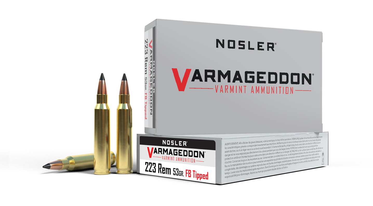 Nosler Varmageddon .223 Rem 53gr Flat Base Hollow Point Brass 20rd Box NOS65139 View 1