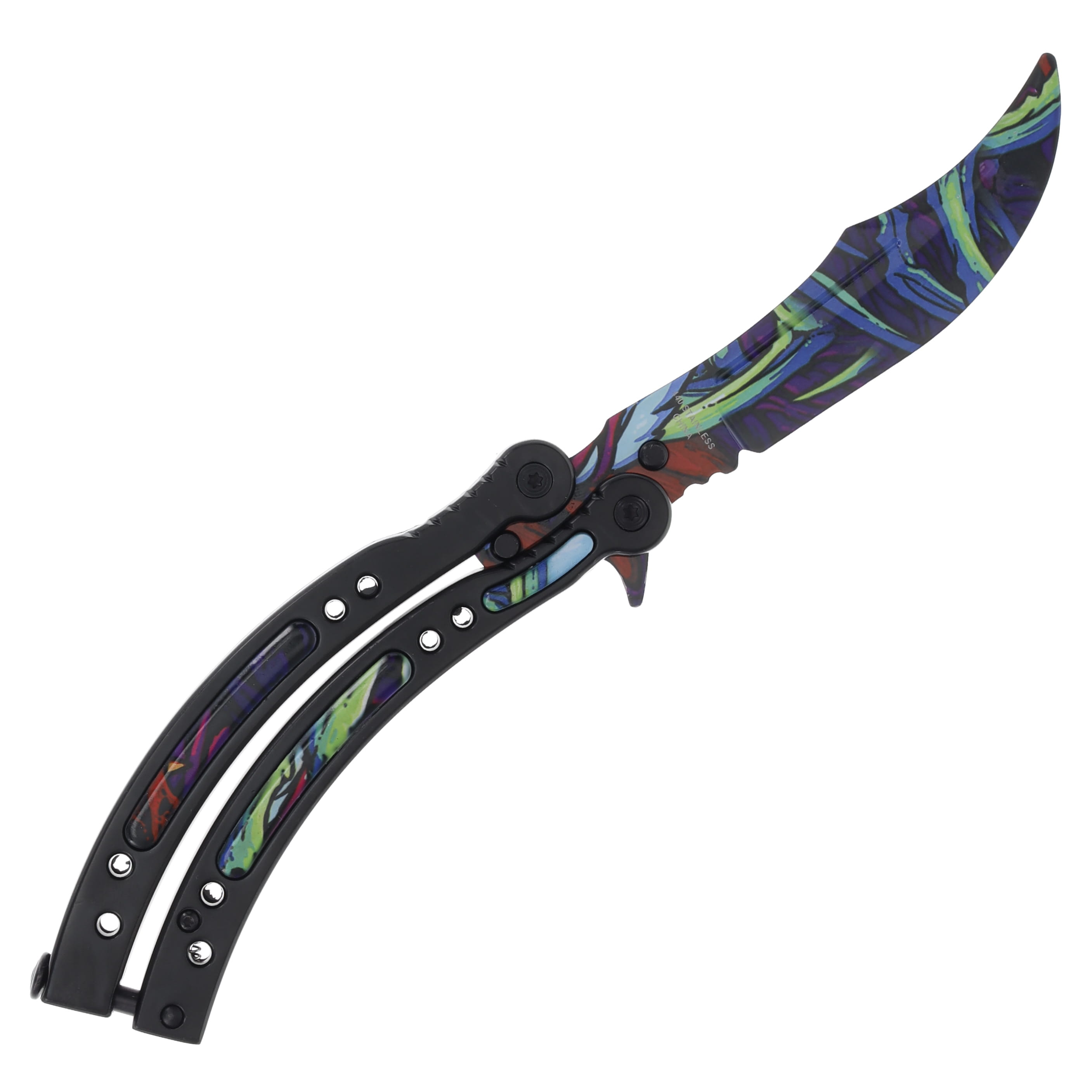 Neptune Trading Inc 9.5 Inch Blue Green Balisong Trainer NTPBF12T View 2
