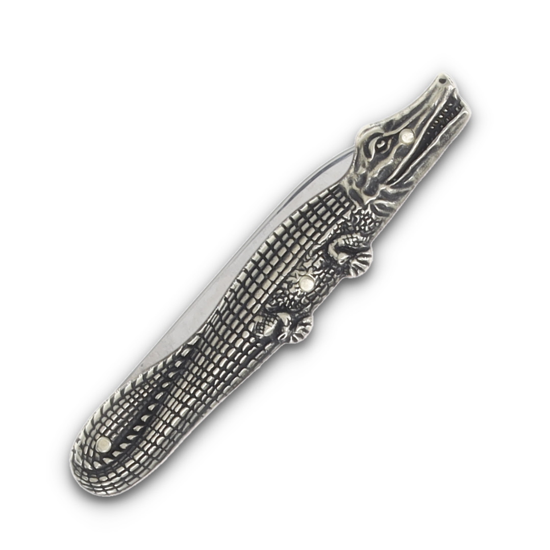 Novelty Cutlery Alligator Knife Brass 1.75" Plain Satin Pen NV255 View 8