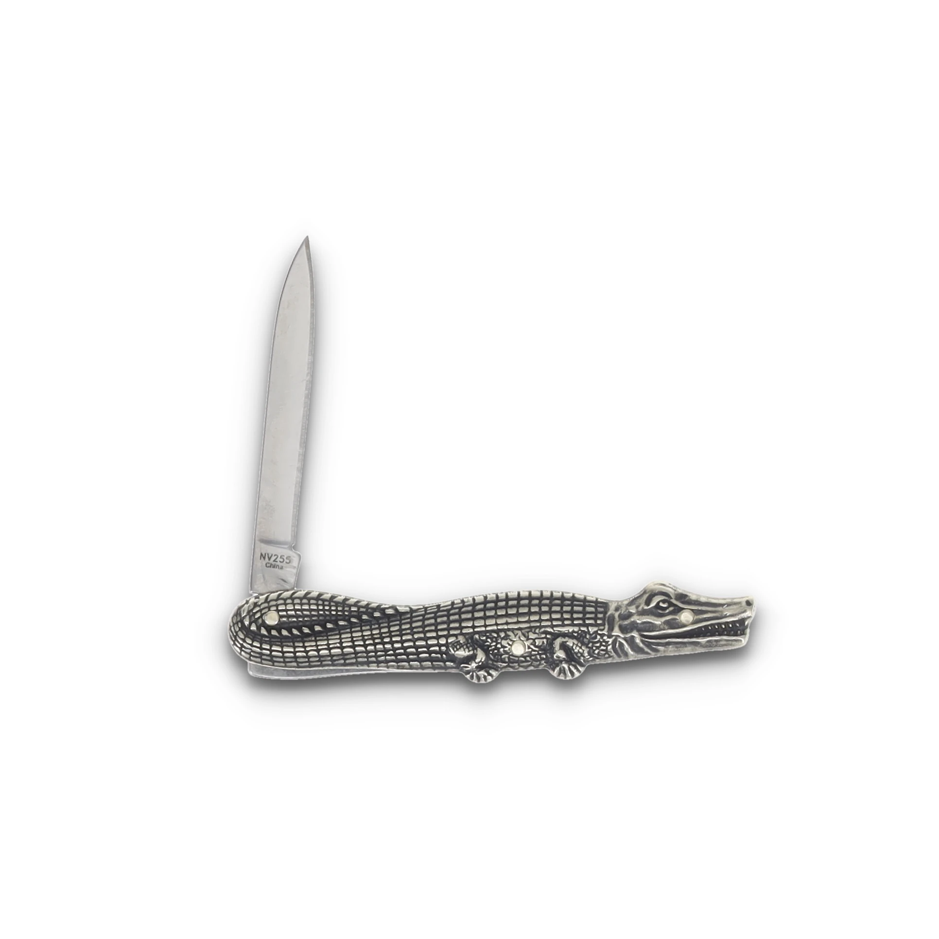 Novelty Cutlery Alligator Knife Brass 1.75" Plain Satin Pen NV255 View 2
