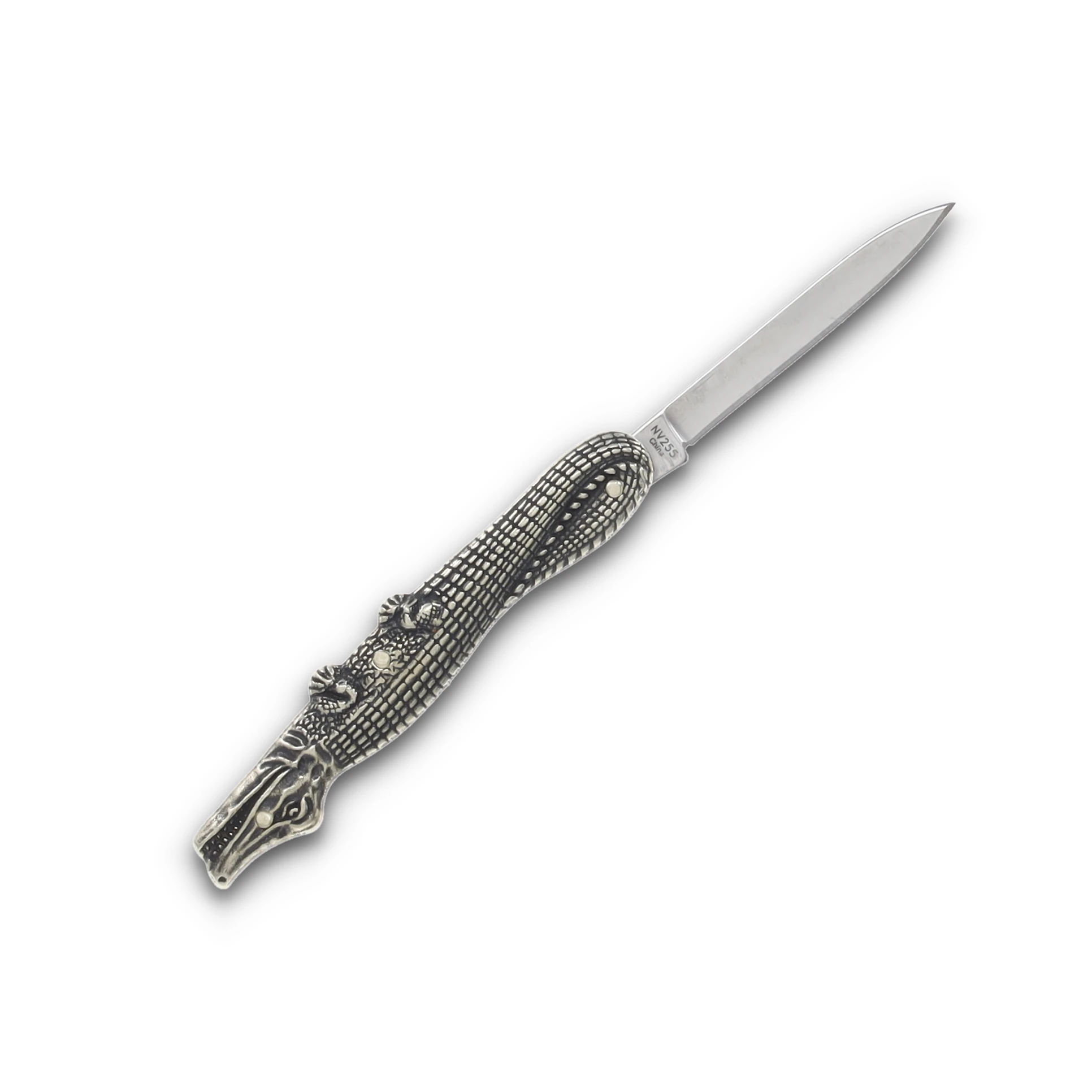 Novelty Cutlery Alligator Knife Brass 1.75" Plain Satin Pen NV255 View 4