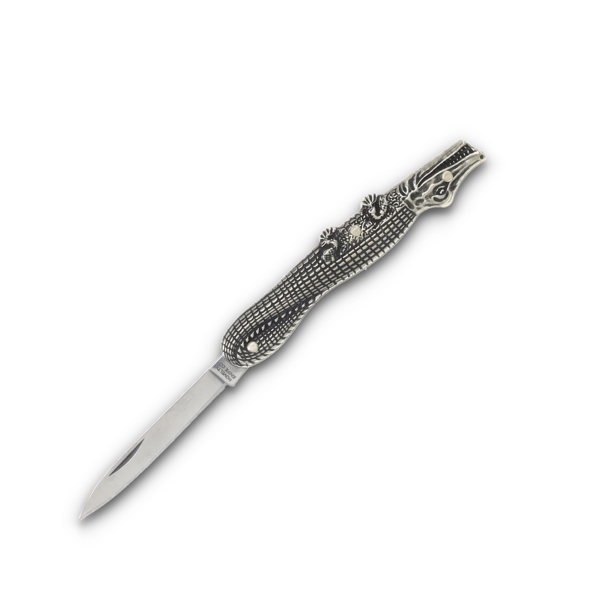 Novelty Cutlery Alligator Knife Brass 1.75" Plain Satin Pen NV255 View 3