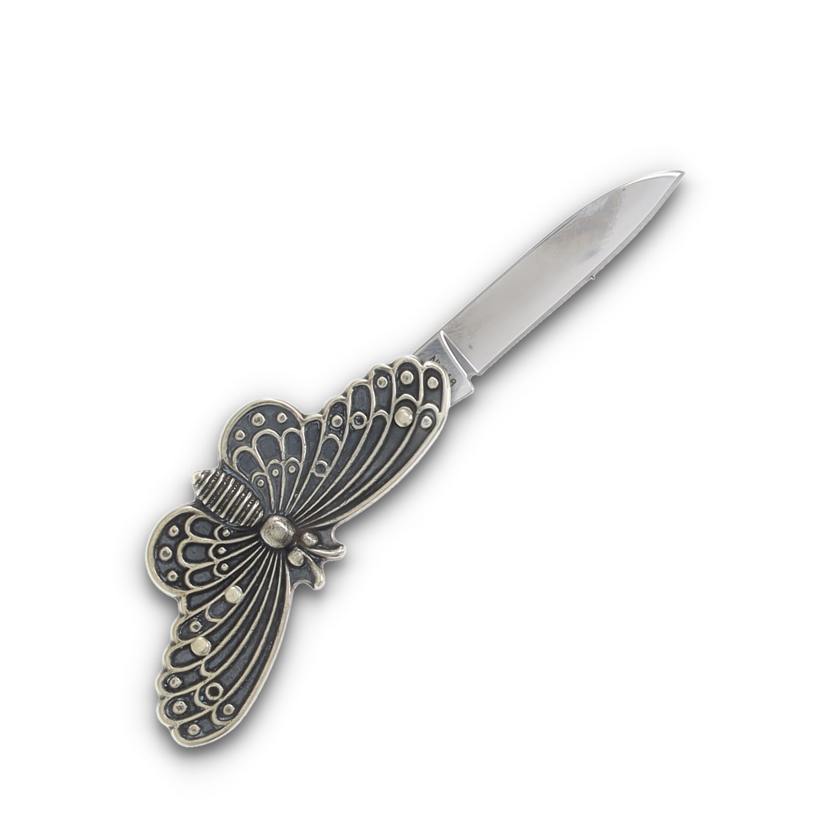Novelty Cutlery Butterfly Knife Cast Metal  1.44" Plain Satin Pen NV318 View 3