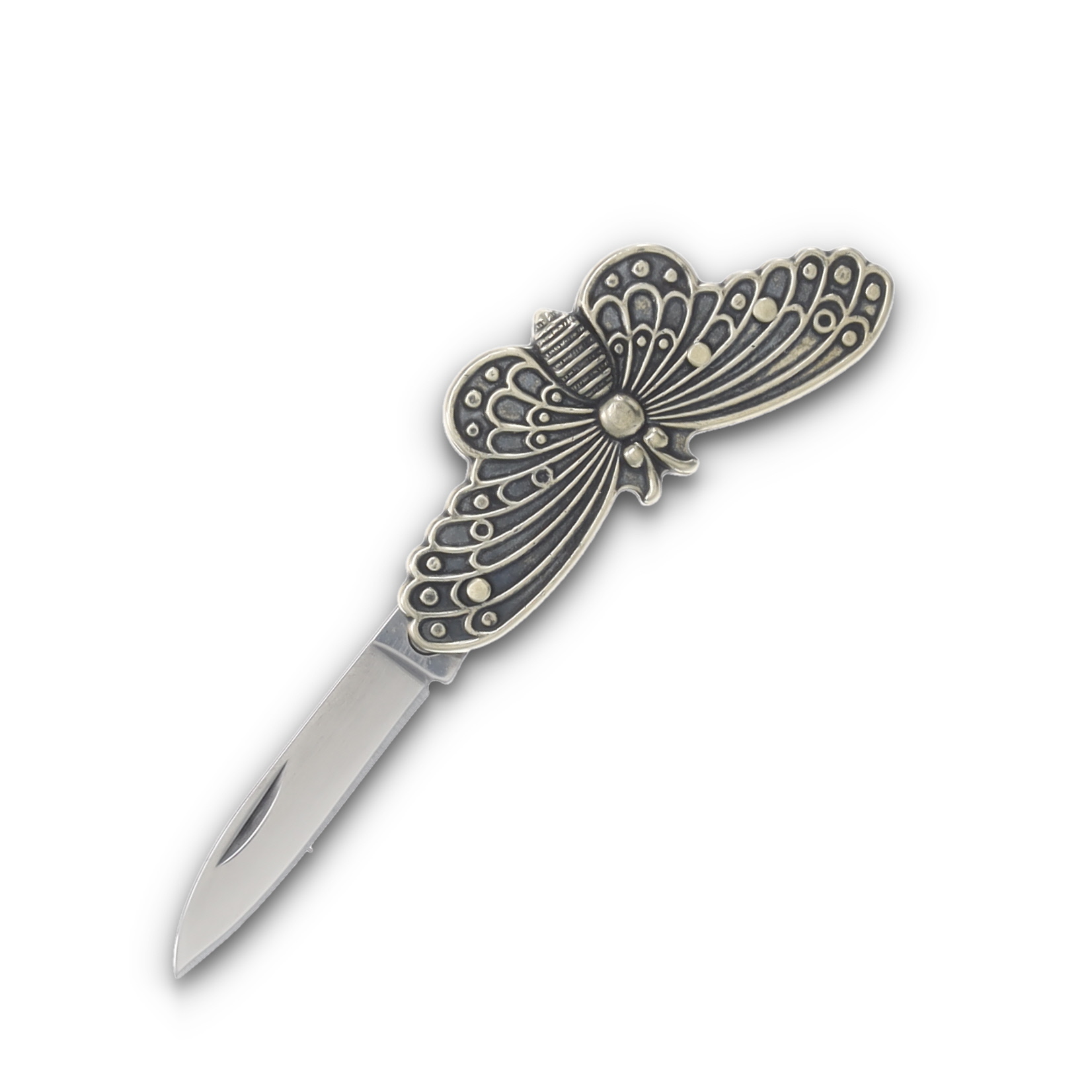 Novelty Cutlery Butterfly Knife Cast Metal  1.44" Plain Satin Pen NV318 View 4