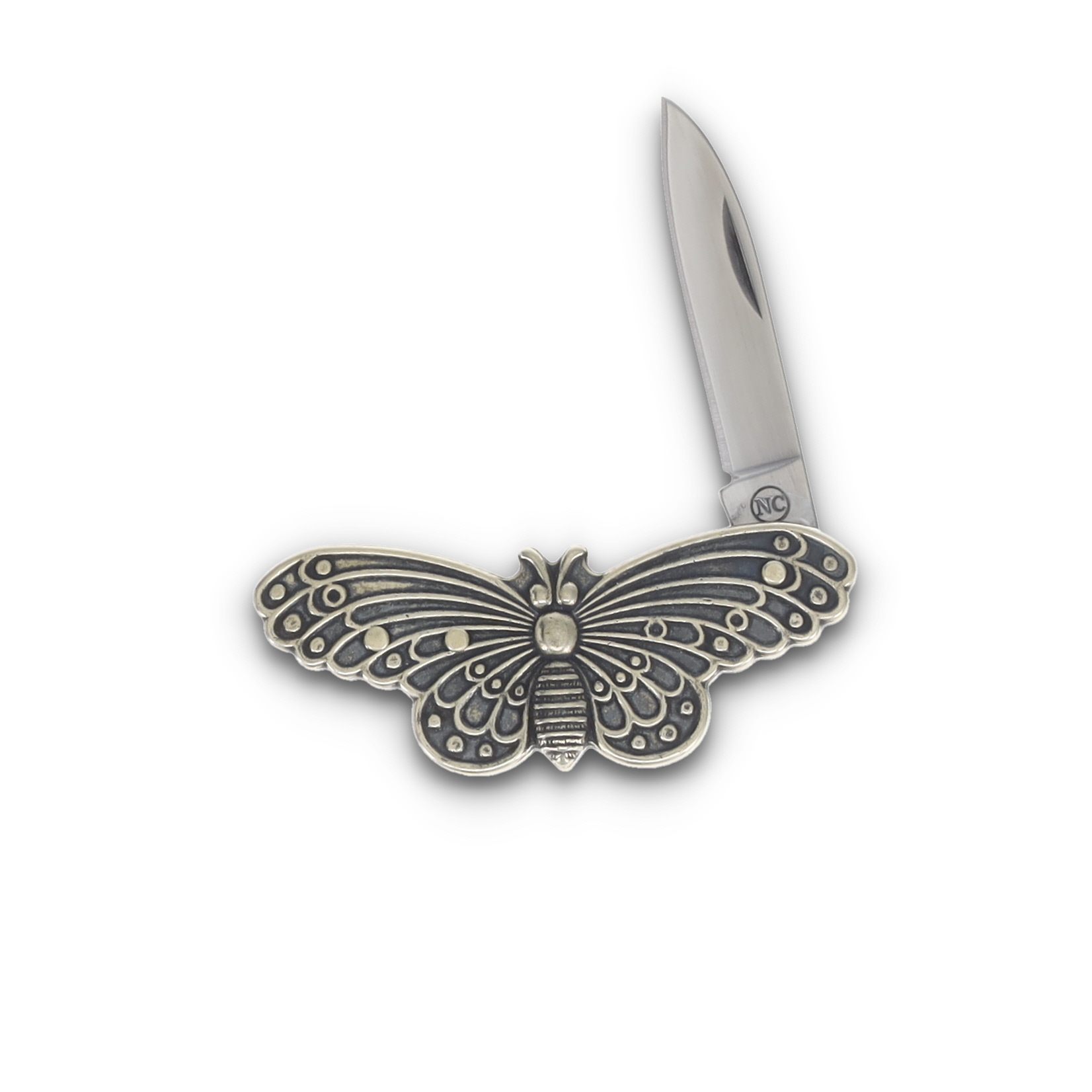 Novelty Cutlery Butterfly Knife Cast Metal  1.44" Plain Satin Pen NV318 View 1