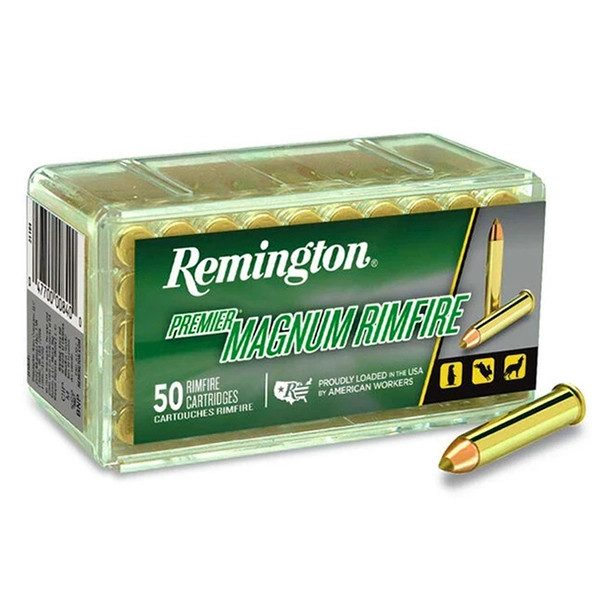 Remington Premier Magnum 22 WMR Ammunition 50 Rounds Brass 33 Grain AccuTip-V BT PR22M1 View 1