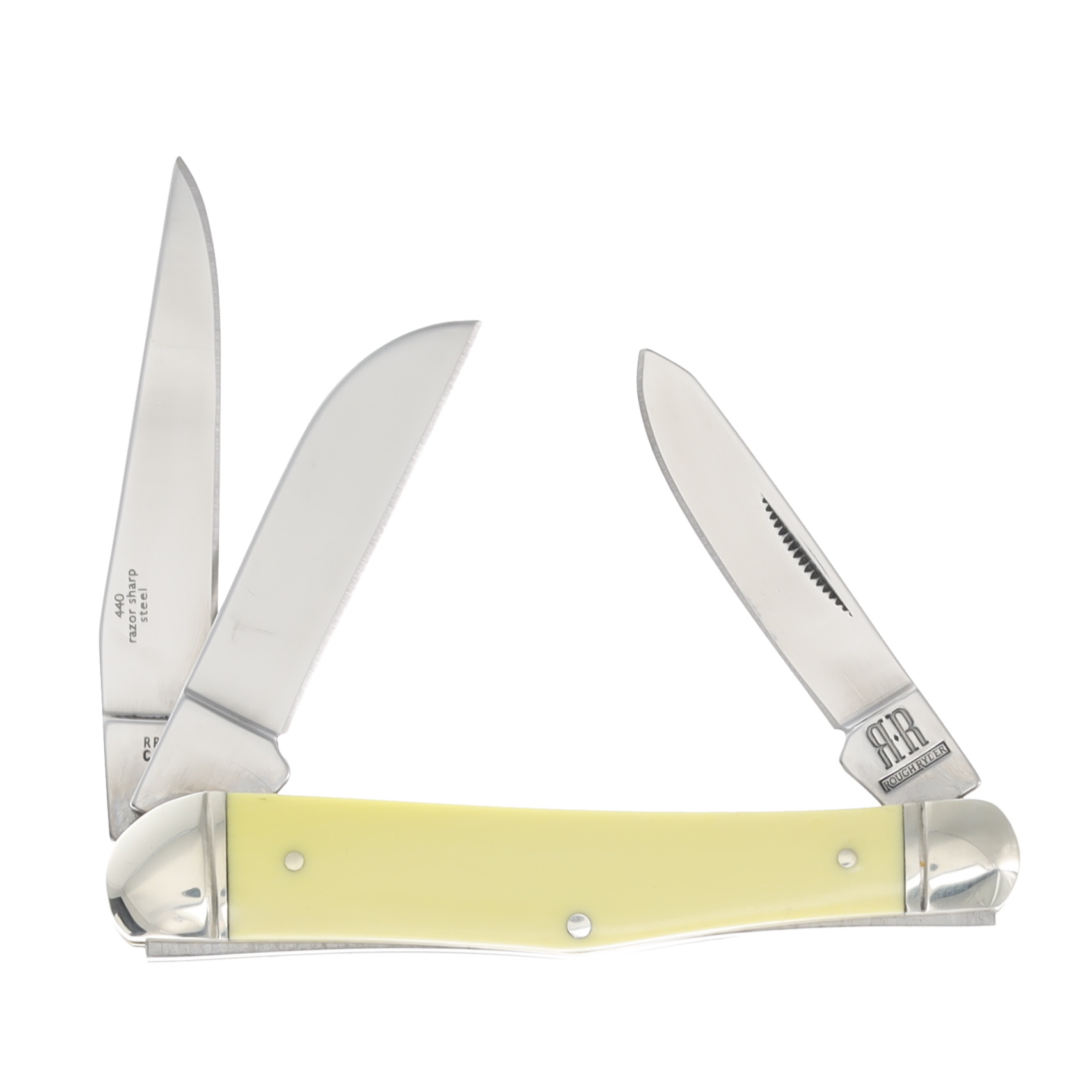 Rough Ryder Dog Leg Stockman Folding Knife Yellow RR890 View 2