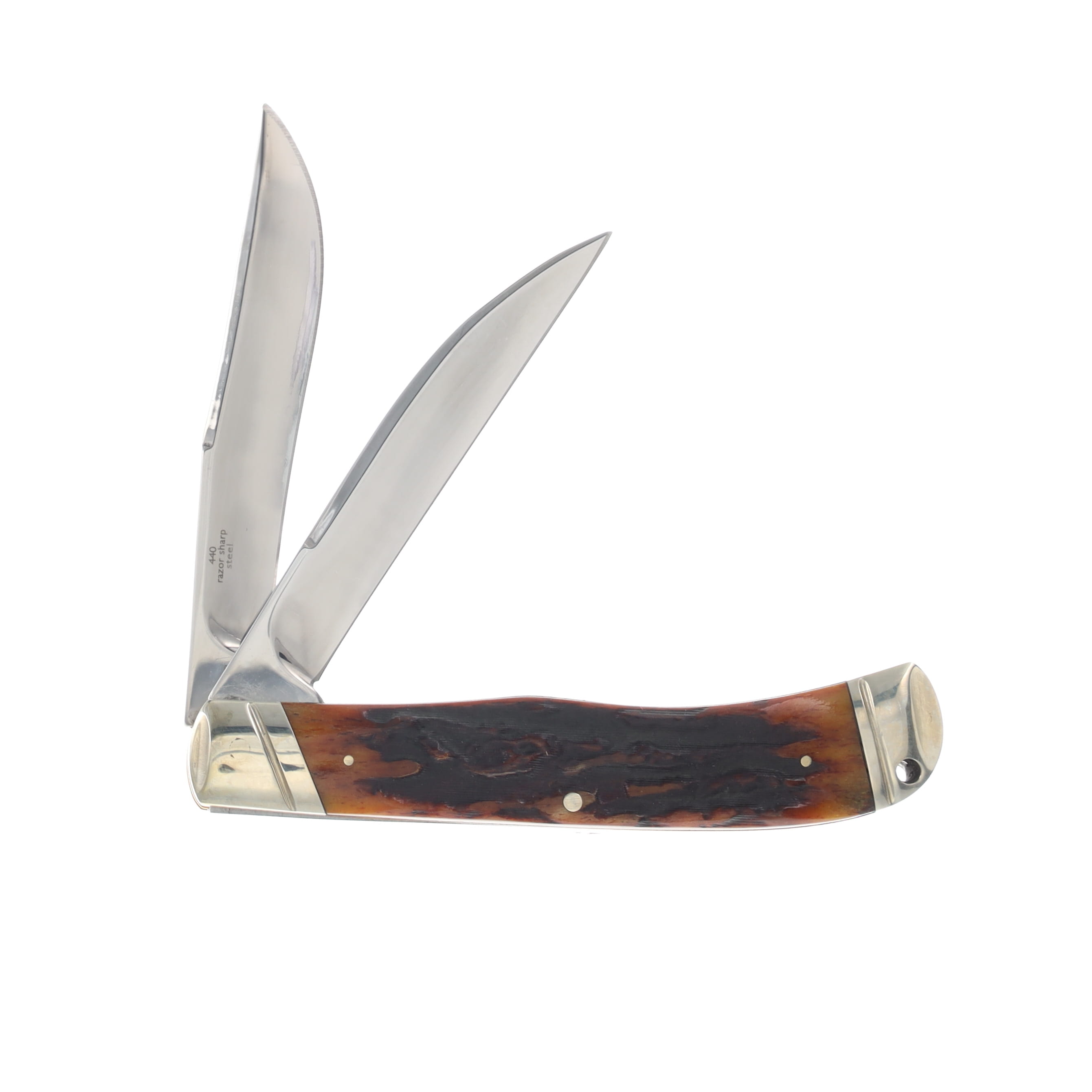 Rough Ryder Brown Stag Bone Jumbo Trapper Folding Knife RR1801 View 2