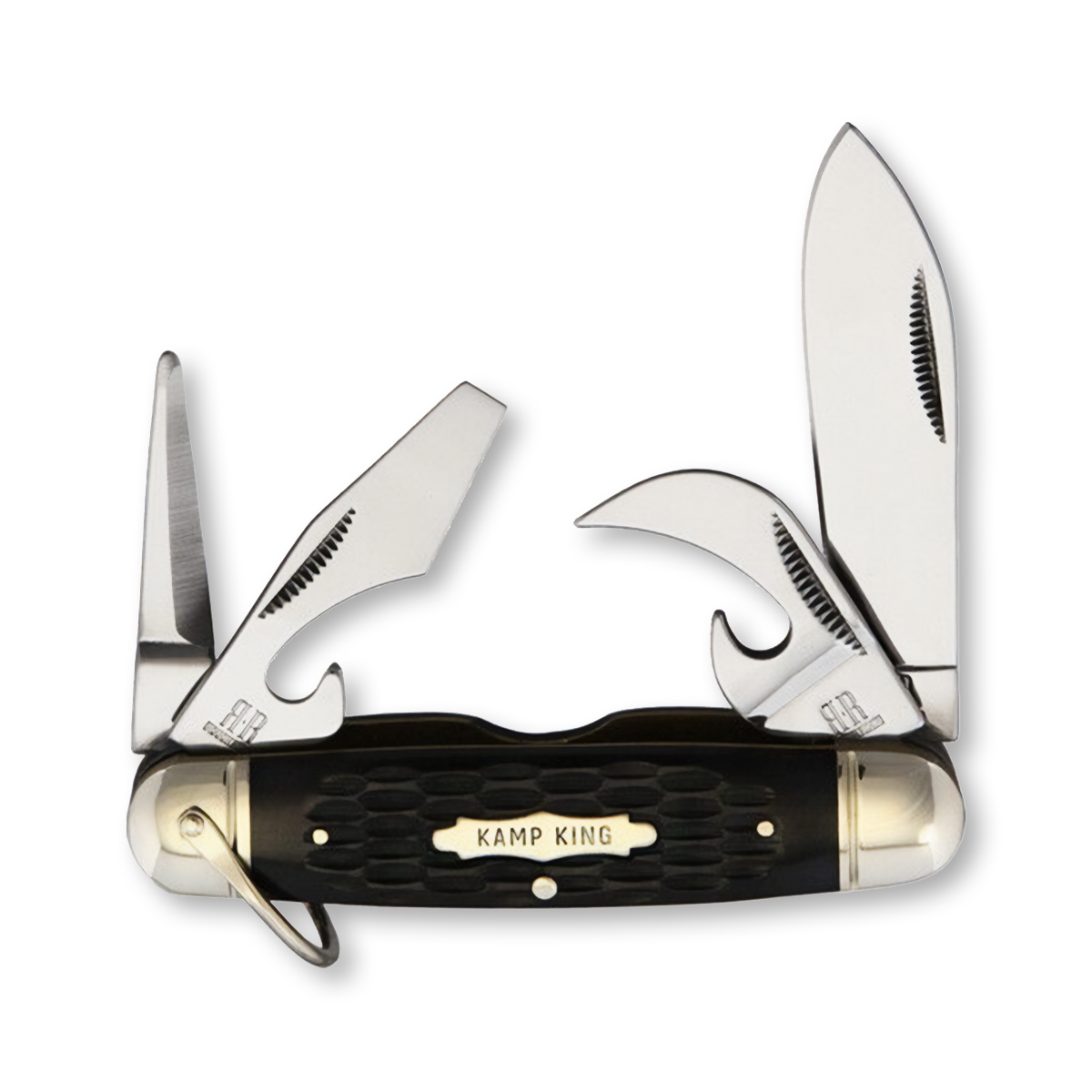 Rough Ryder Kamp King Folding Scout Knife Black Jigged Bone RR1987 View 1