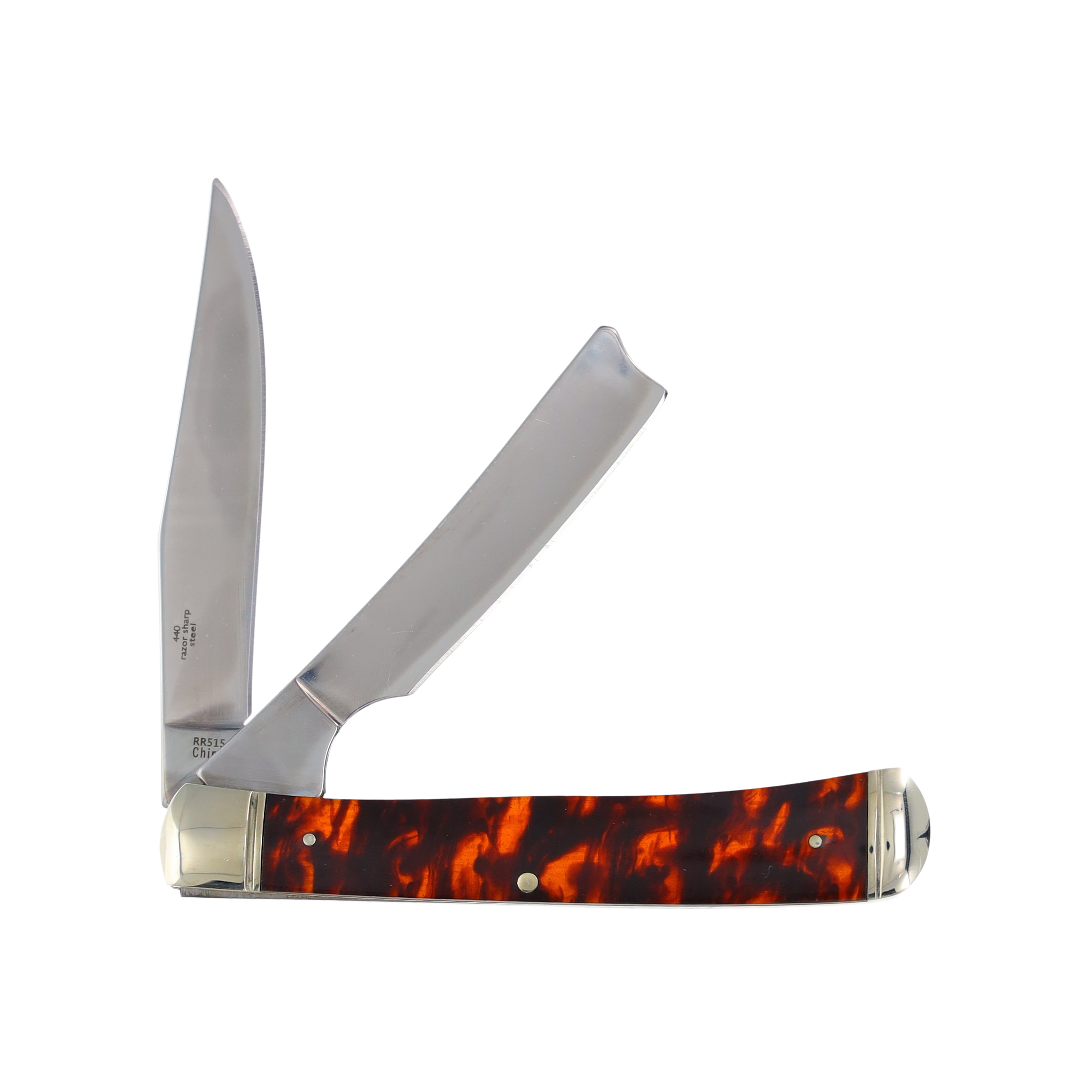 Rough Ryder Tortoise Shell Razor Trapper Folding Knife RR515 View 2