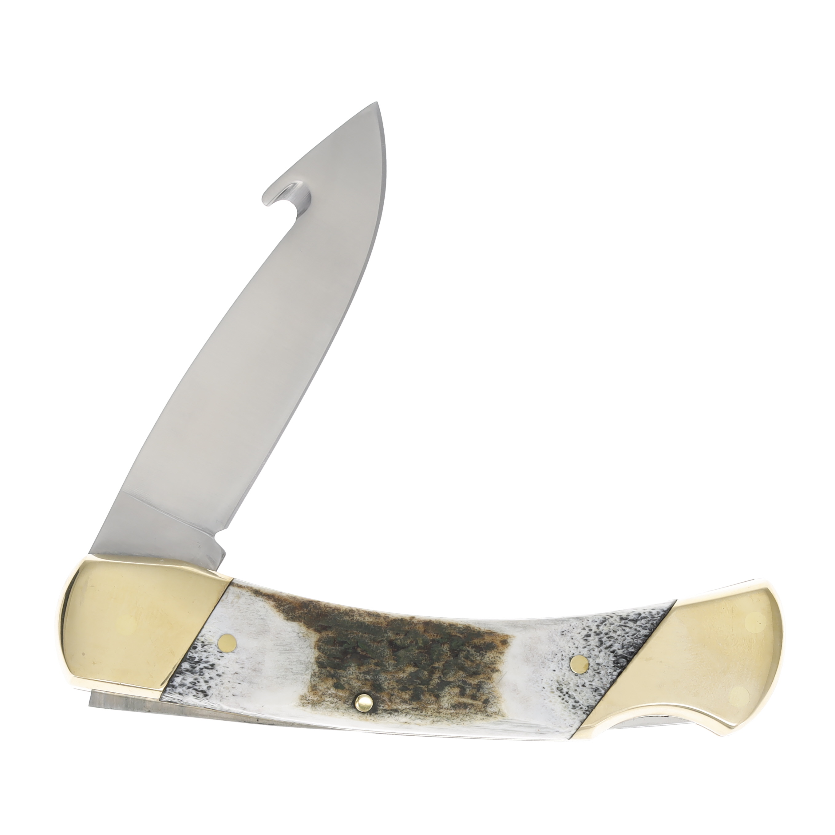 Schrade USA 75th Anniversary Stag Guthook Lockback Folding Knife SCH3G View 4