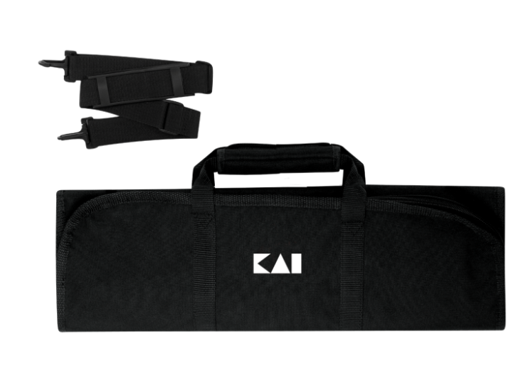 Kai Housewares 8-Slot Knife Roll Black with White Logo SKA0880 View 1