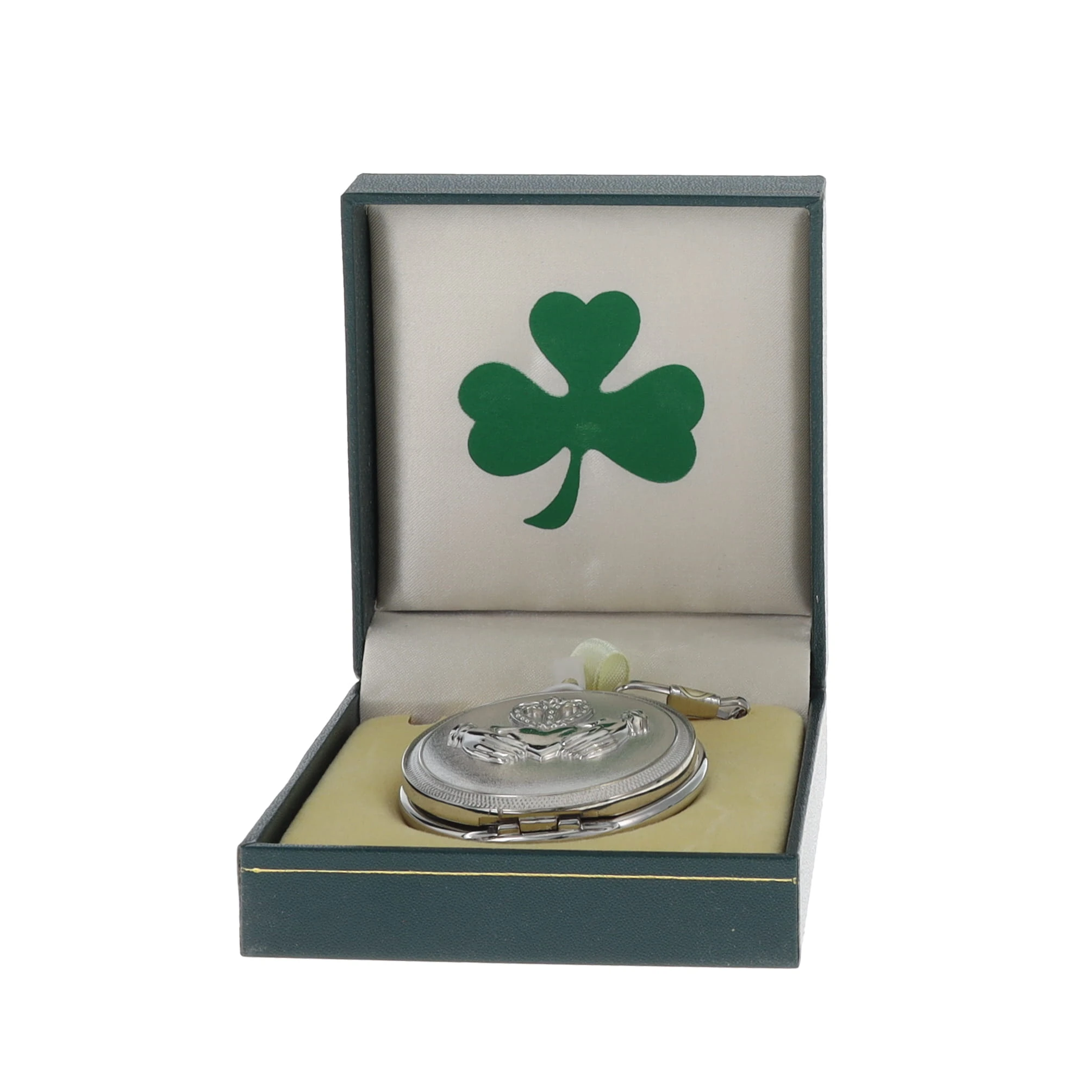 Sigma Impex P-243 Claddagh Pocket Watch Green Clover SX243 View 4