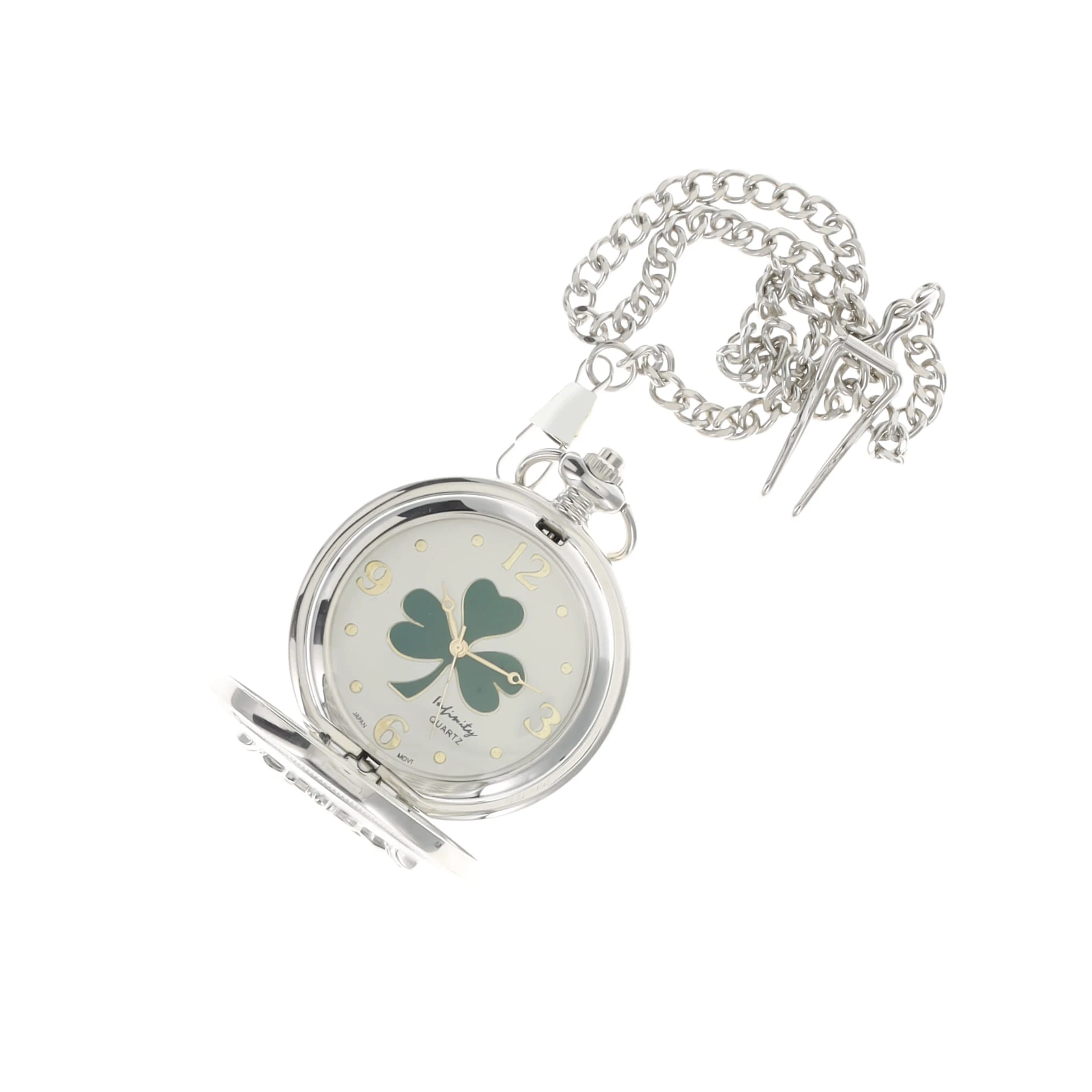 Sigma Impex P-243 Claddagh Pocket Watch Green Clover SX243 View 1