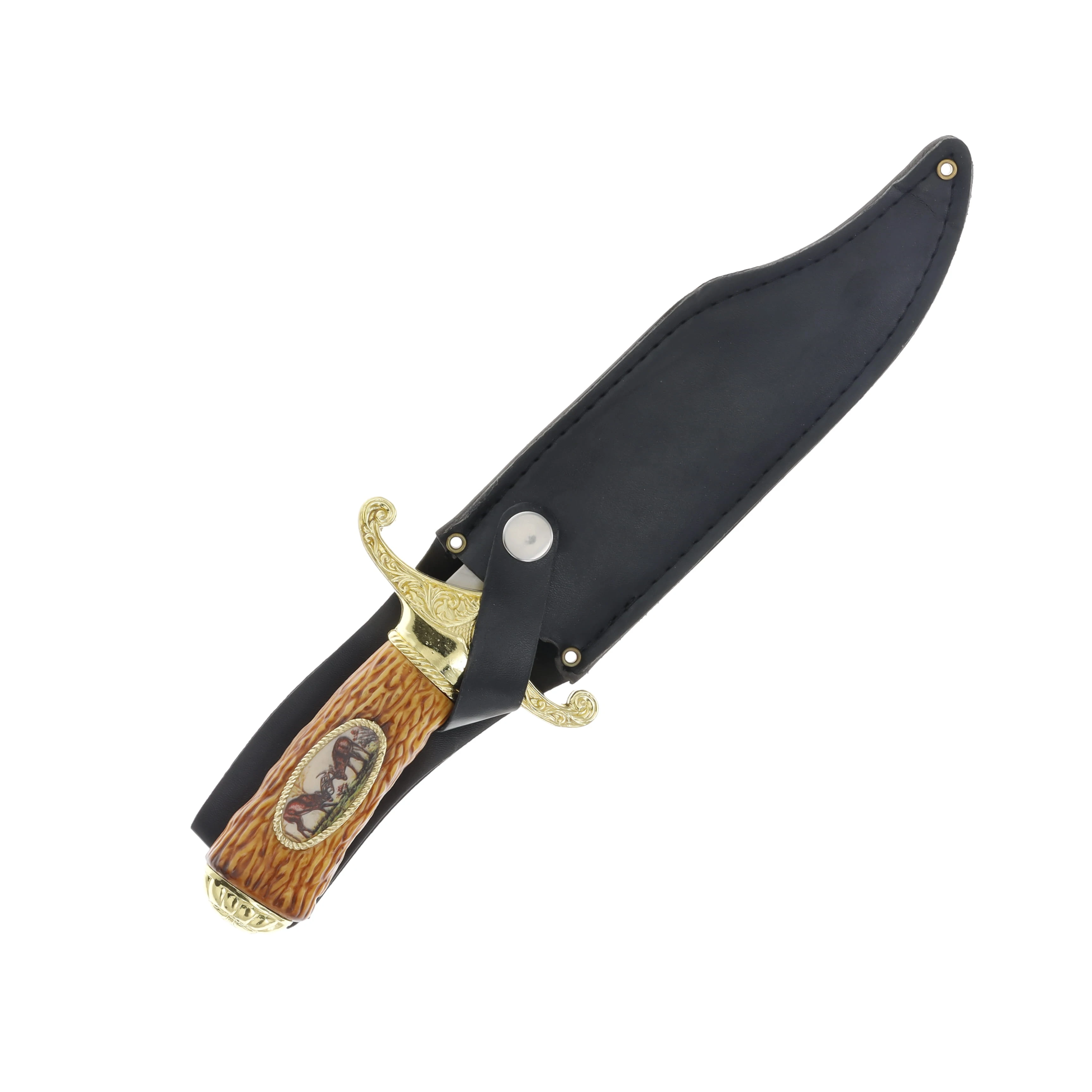 Szco Supplies Twin Deer Bowie Fixed Blade Knife 7.25in Satin Clip Point 210313 View 4