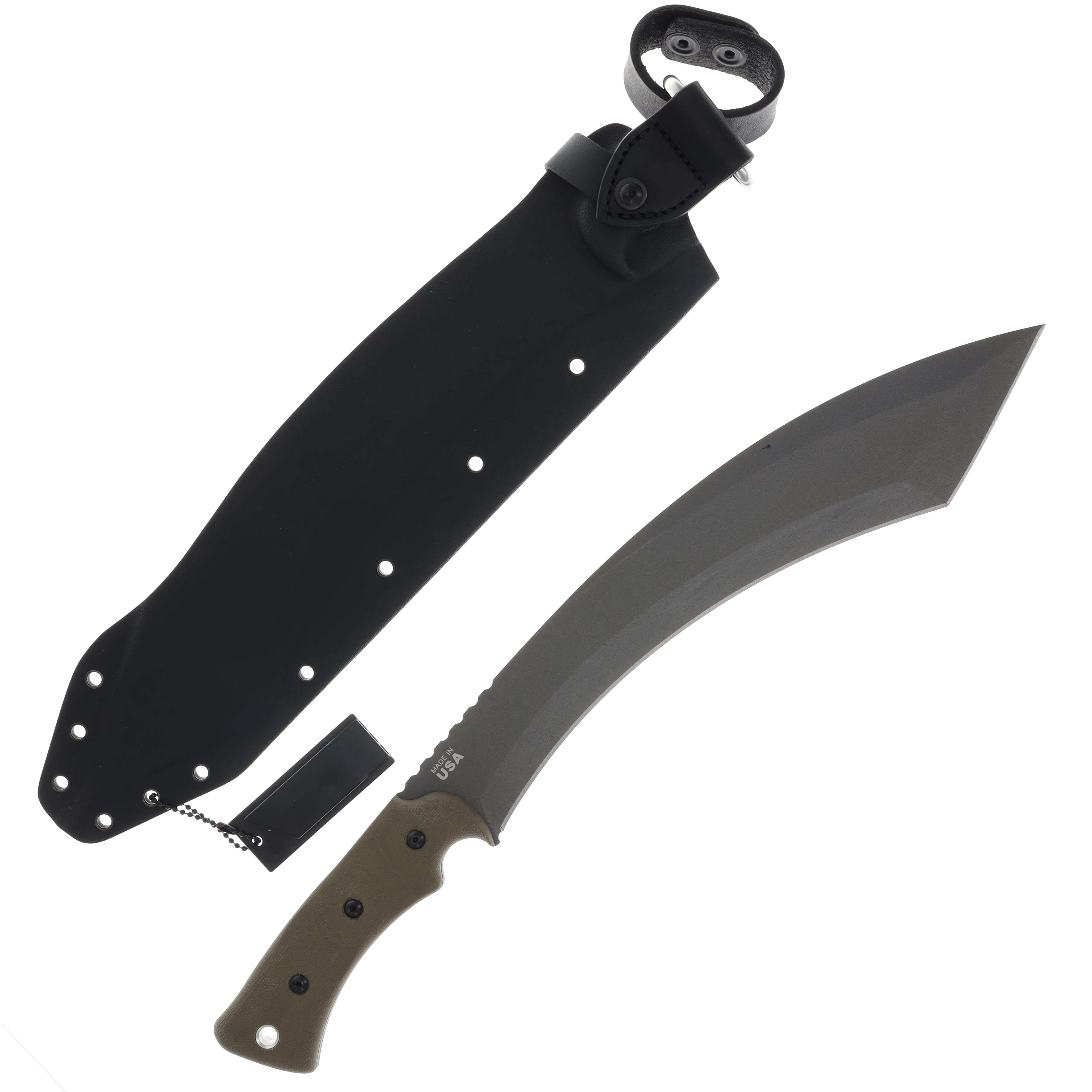 TOPS Knives A-Klub Fixed Blade Green Canvas Micarta 12.38in Blade TPAKLB02 View 2