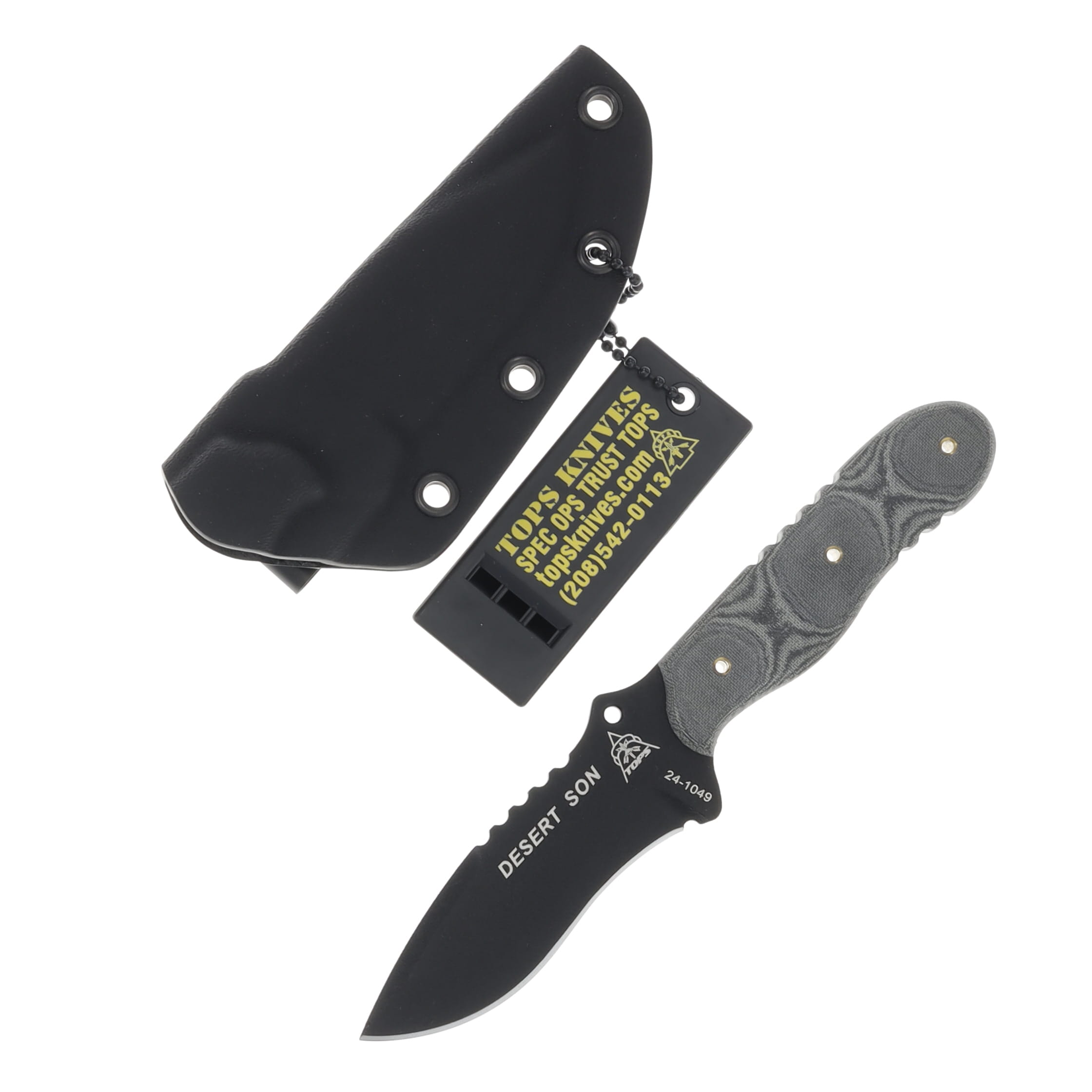 TOPS Knives Desert Son Fixed Blade Line Micarta Black 3.38in Plain Blade TPDSON01 View 1