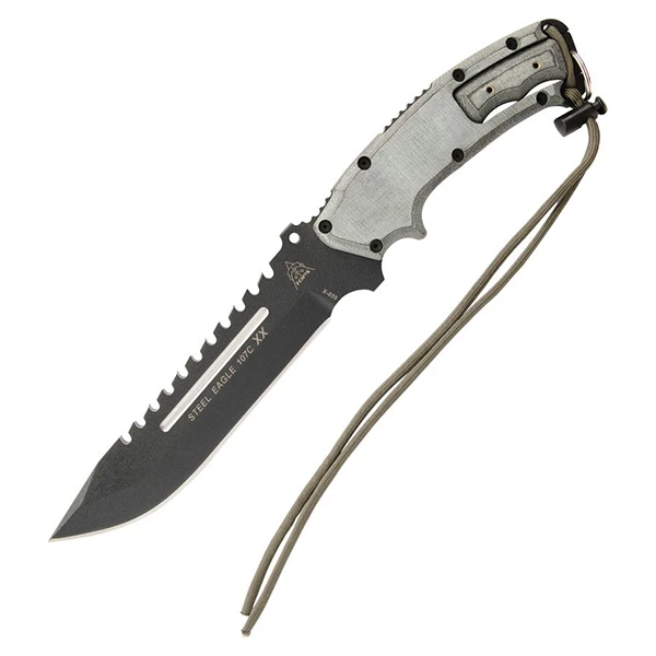 TOPS Steel Eagle 107C XX Fixed Blade Knife Black Linen Micarta Handle Black 1095 TPSE107CXX View 1
