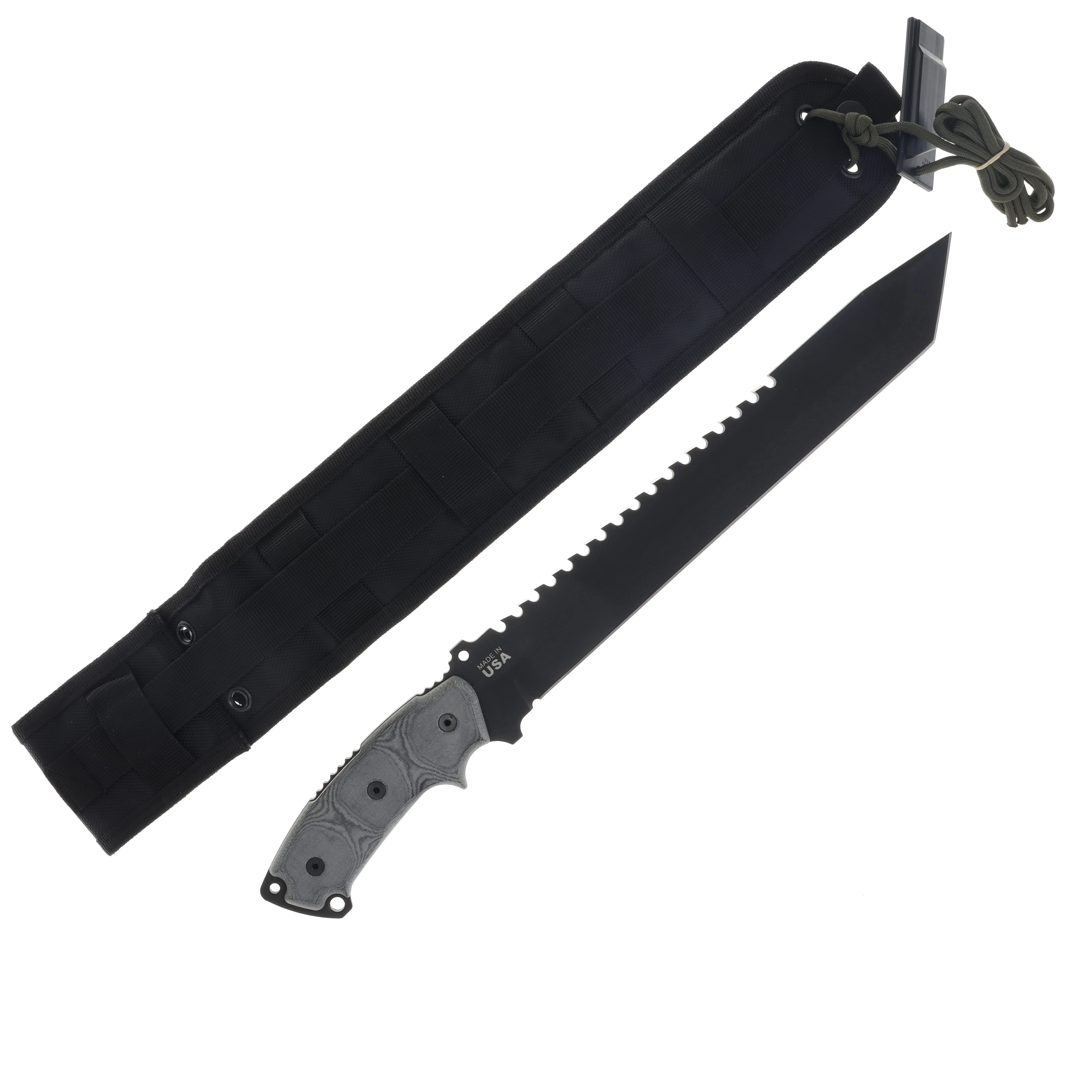 TOPS Knives Steel Eagle 111A Fixed Blade Black Linen Micarta 11in Tanto TPSE111AT View 2