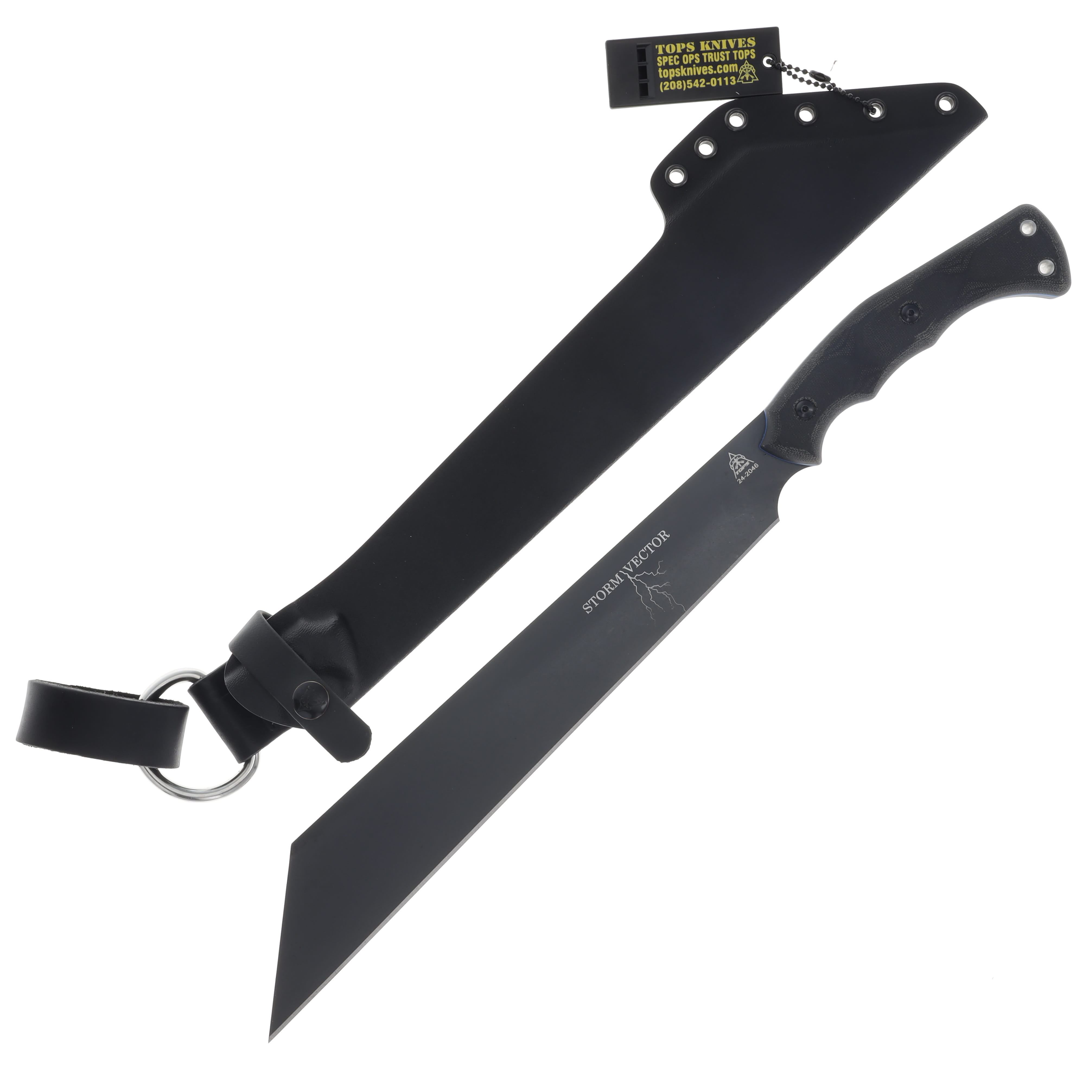 TOPS Knives Storm Vector Fixed Blade Black Micarta 12.63in Sniper Gray Blade TPSVEC02 View 1
