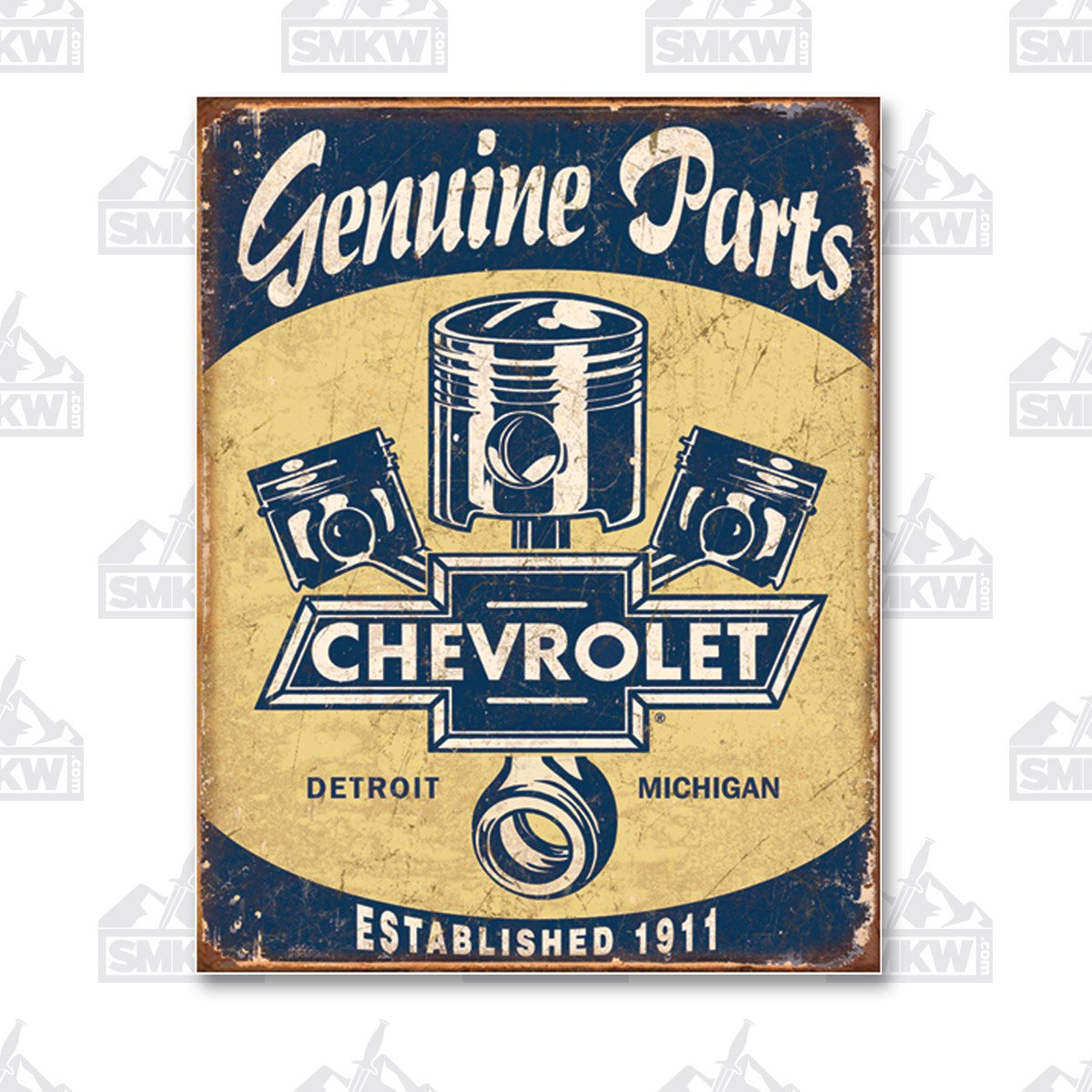 Chevy Parts Pistons and BowTie Tin Sign SG1722 View 1