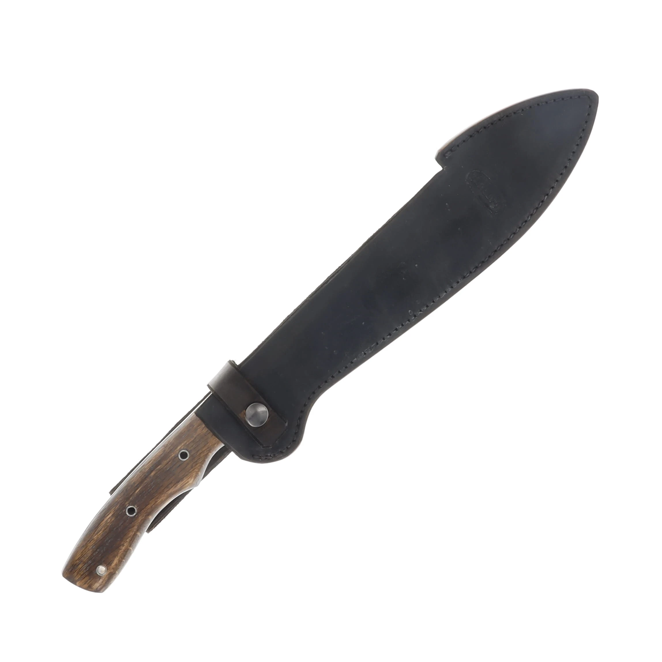 Chad Weatherford custom kukri knife 10 inch blade with oak handles 1095 carbon steel plain blade edge WKC052 View 3