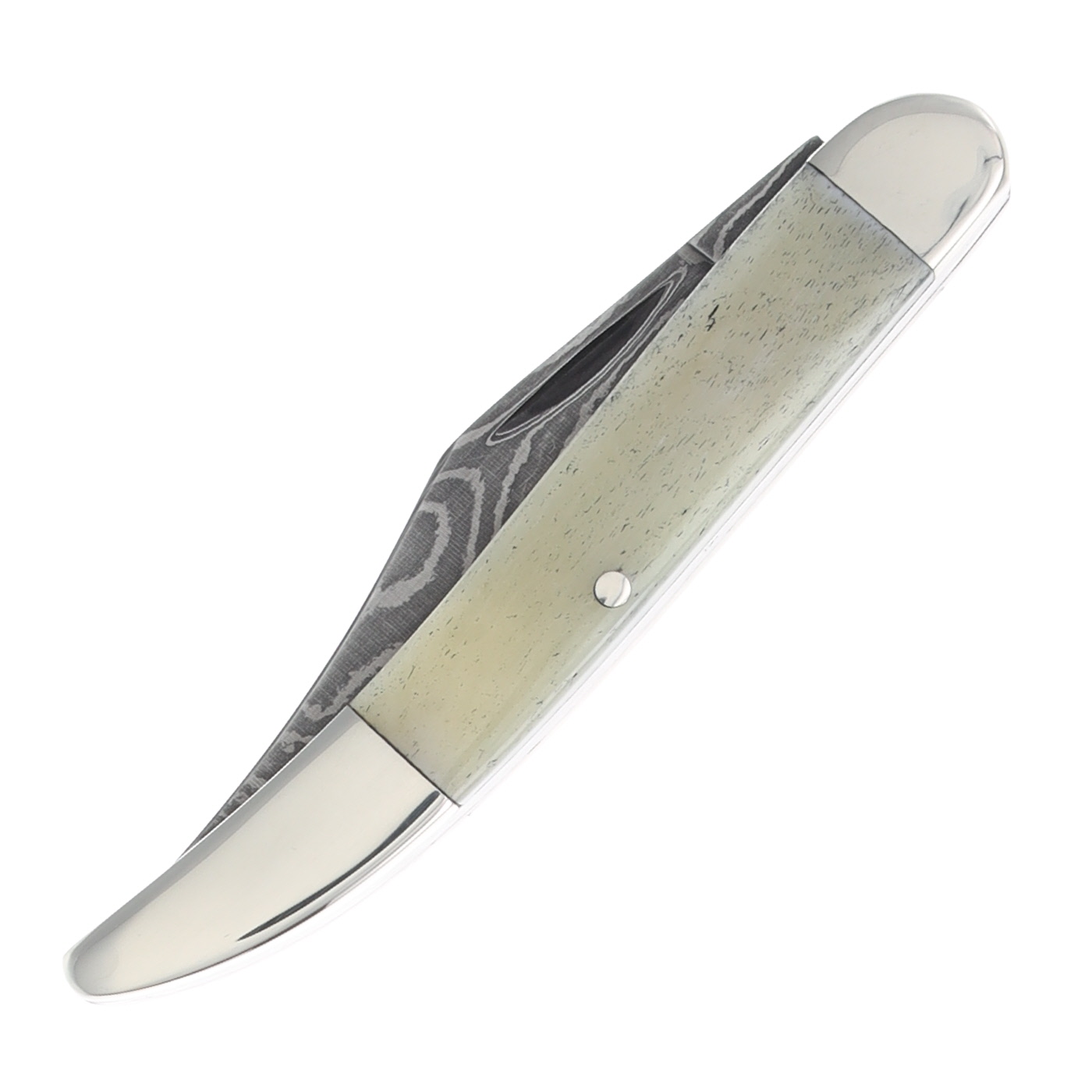 Bear & Son White Smooth Bone Little Toothpick Folding 3in Damascus BRWSB193D5 View 4