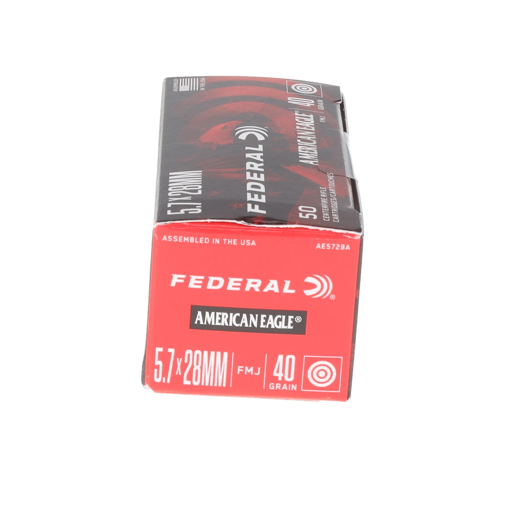 Federal American Eagle 5.7X28mm Ammunition 40 Grain Brass Centerfire 50 Rounds FMJ AE5728A View 5