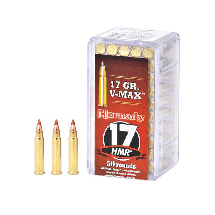 Hornady Varmint Express 17 HMR Ammunition 17 Grain Brass Centerfire 50 Rounds V-Max 83170 View 1
